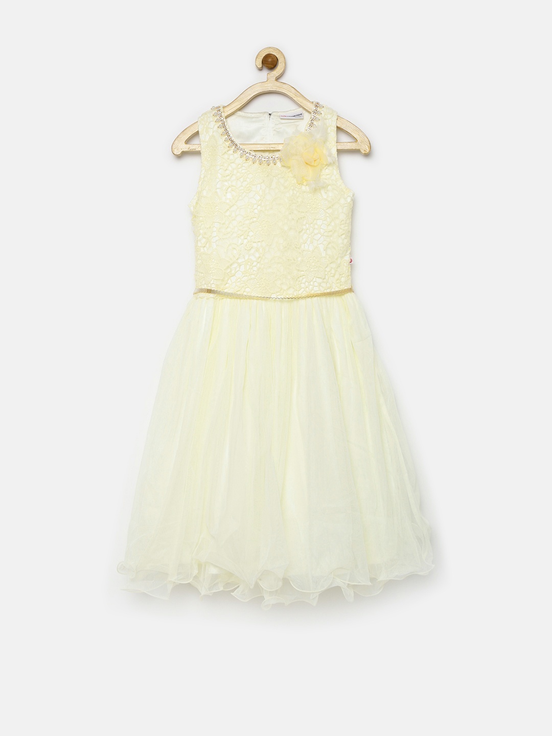 

Peppermint Girls Cream-Coloured Lace Fit & Flare Dress