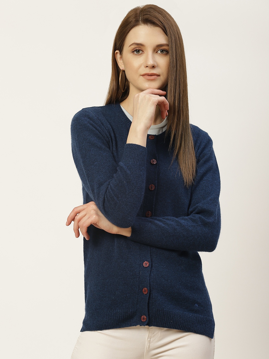 

Monte Carlo Women Blue Solid Wool Cardigan
