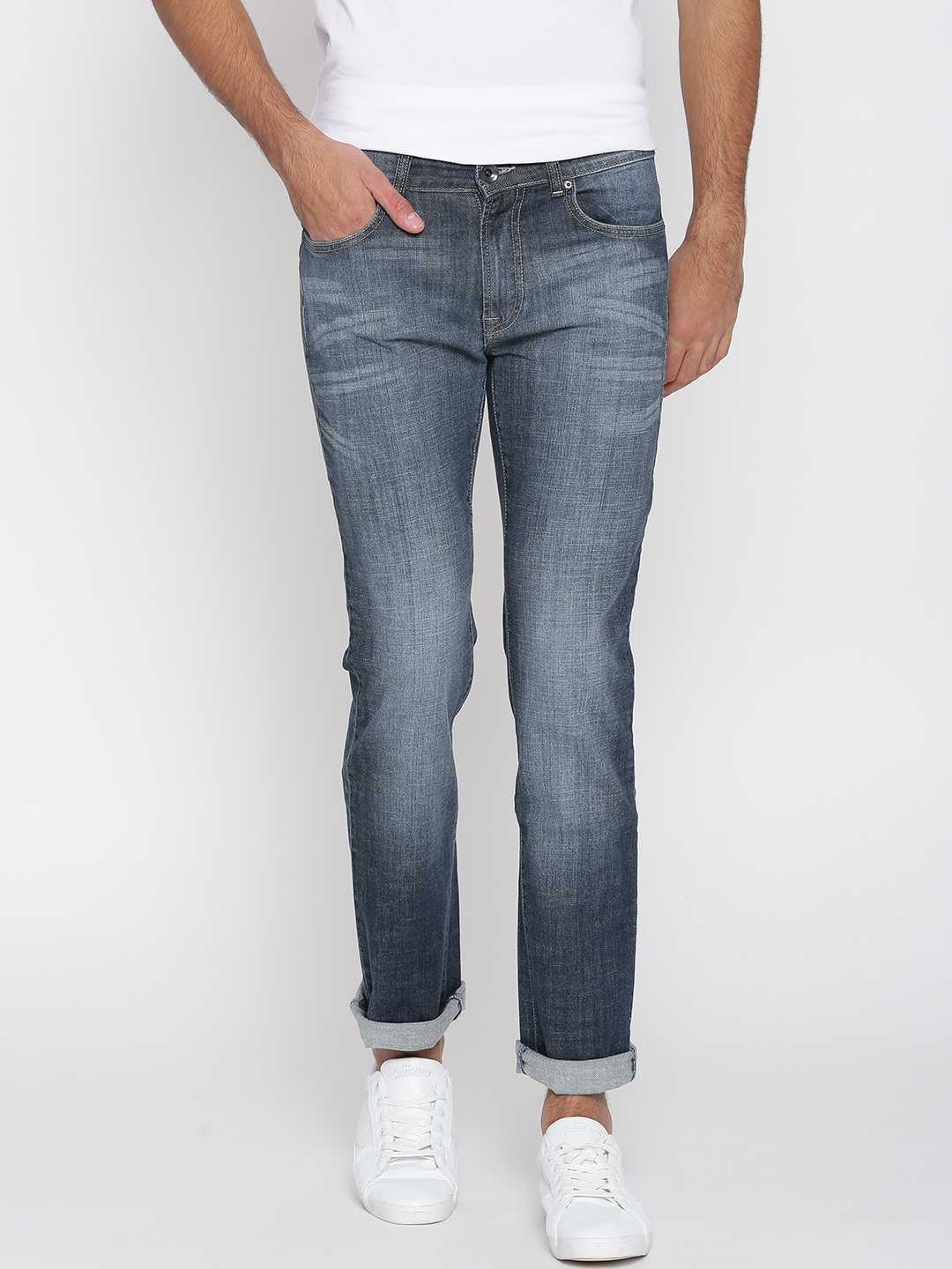 

Pepe Jeans Men Navy Holborne Fit Low-Rise Stretchable Jeans, Navy blue