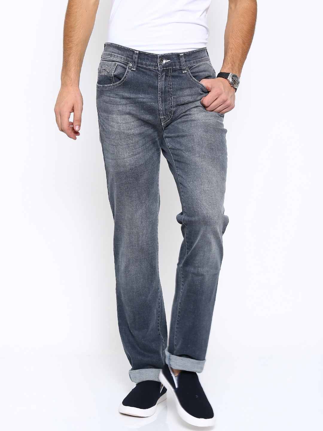 

Pepe Jeans Men Grey Holborne Fit Low-Rise Stretchable Jeans
