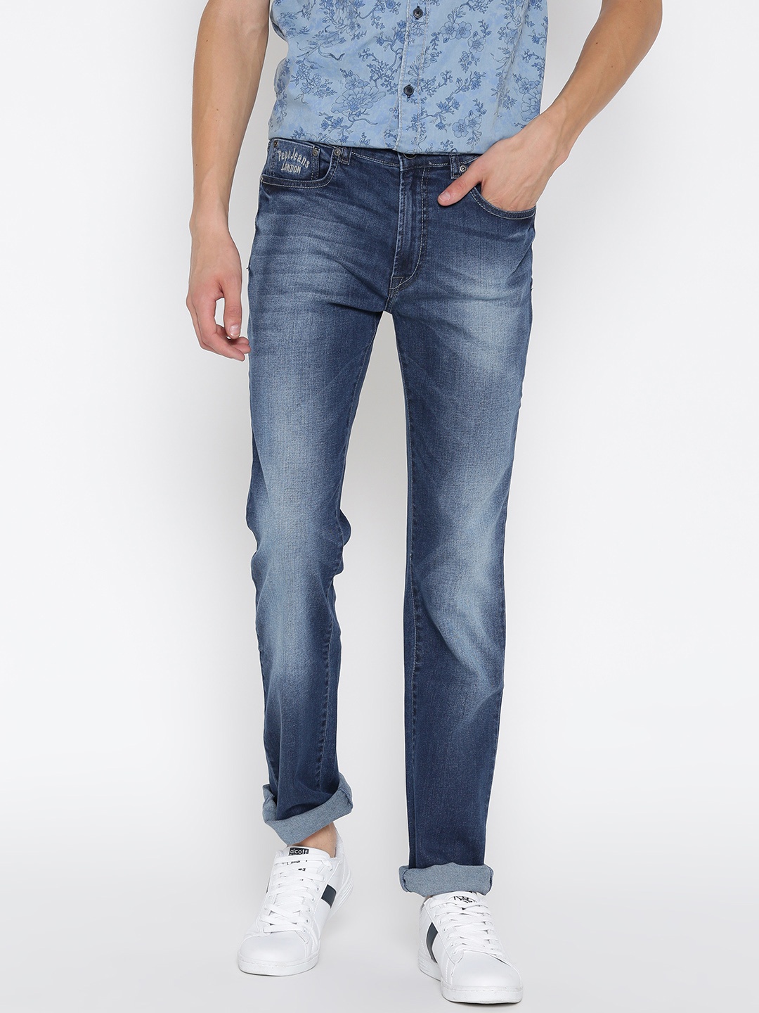 

Pepe Jeans Men Blue Holborne Regular Fit Low-Rise Clean Look Stretchable Jeans