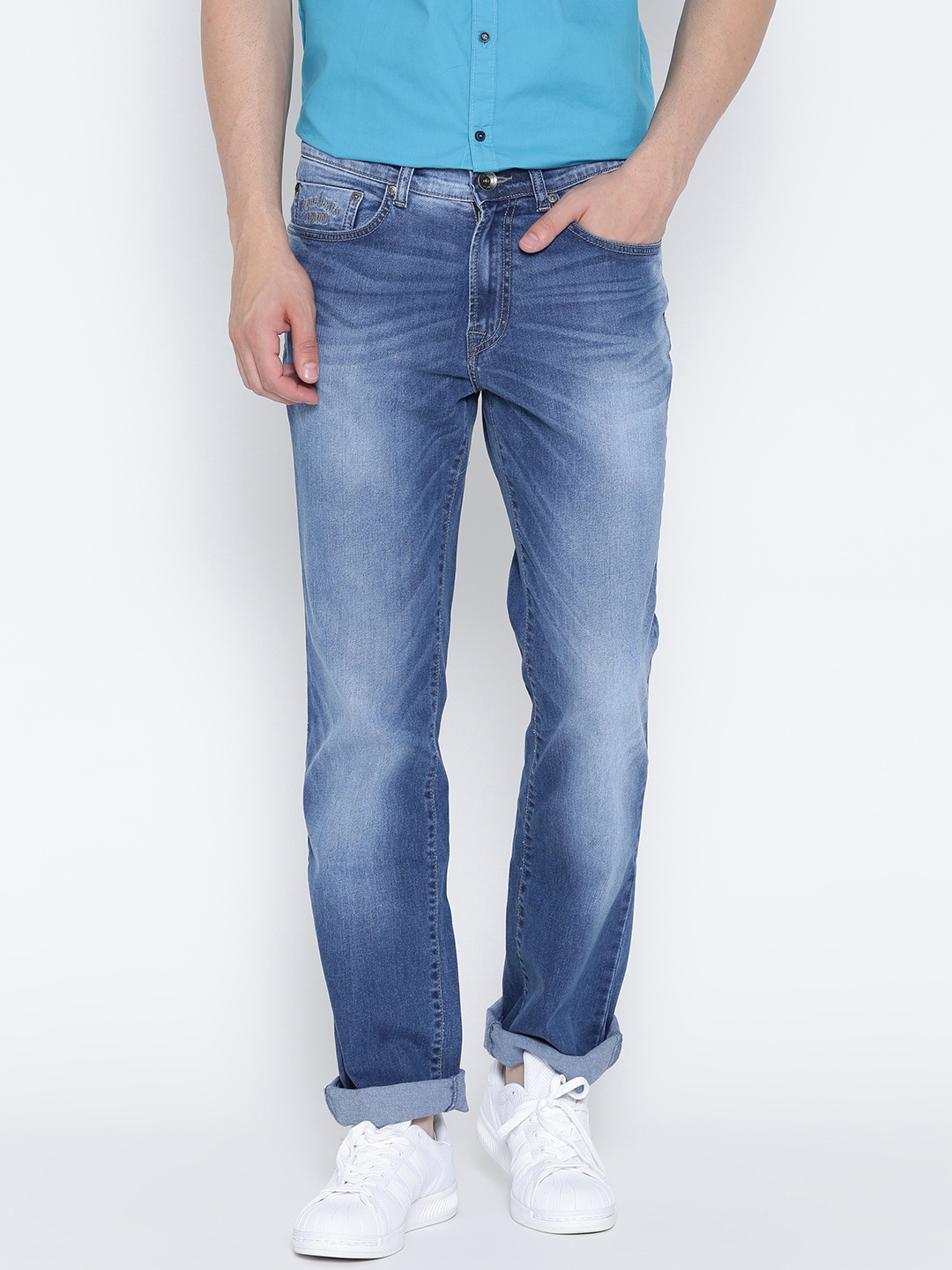 

Pepe Jeans Men Blue Kingston Regular Fit Mid-Rise Stretchable Jeans
