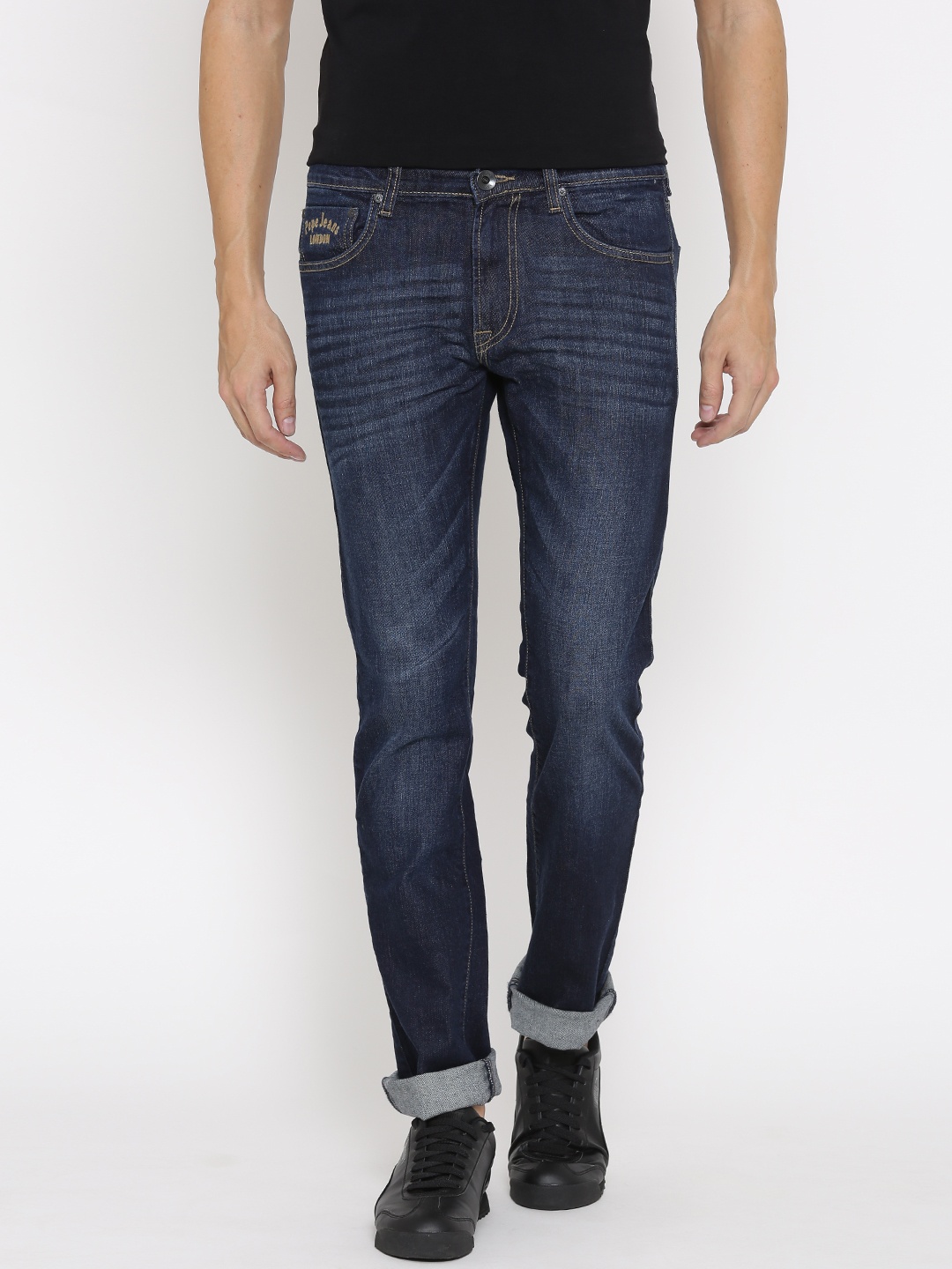 

Pepe Jeans Men Navy Vapour Slim Fit Low-Rise Stretchable Jeans, Blue