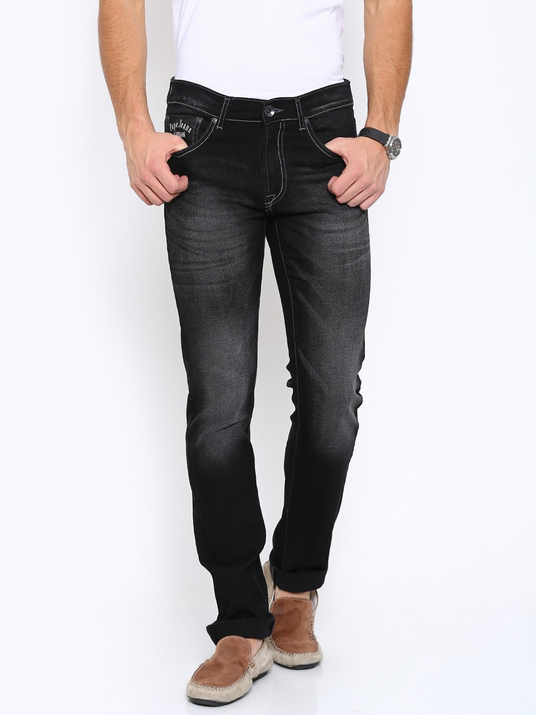 

Pepe Jeans Men Black Vapour Slim Fit Low-Rise Stretchable Jeans