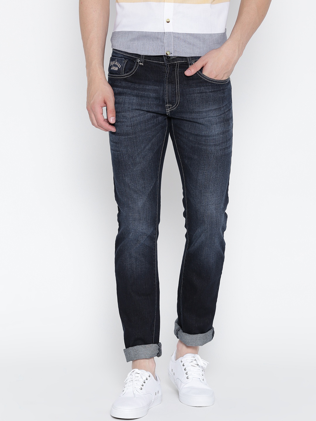 

Pepe Jeans Men Navy Vapour Fit Low-Rise Stretchable Jeans, Navy blue