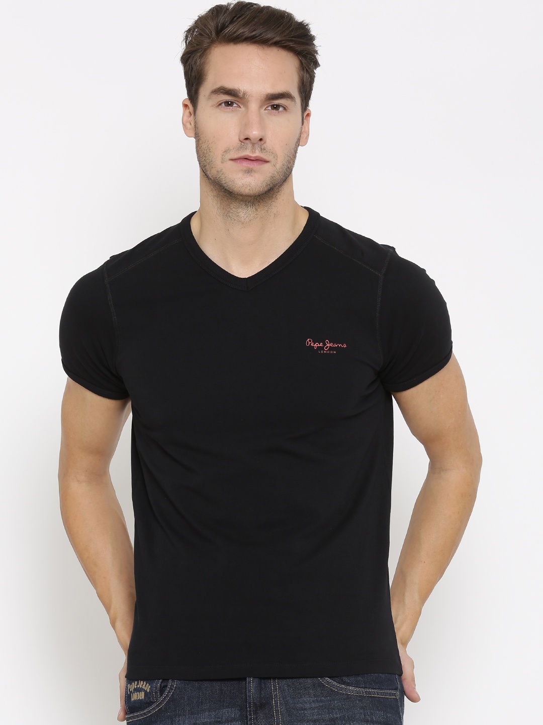 

Pepe Jeans Men Black Solid T-Shirt