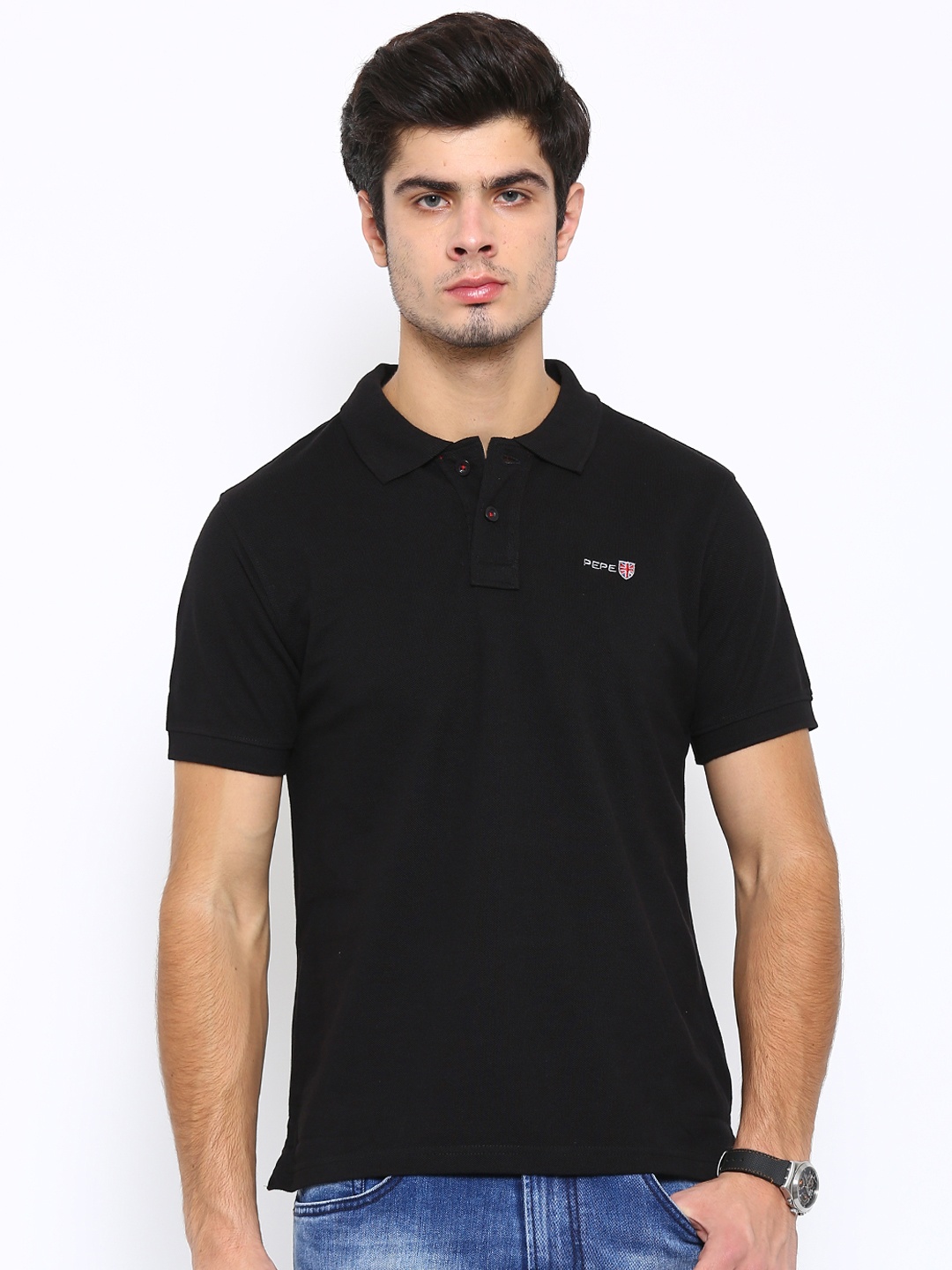 

Pepe Jeans Men Black Solid Polo T-Shirt