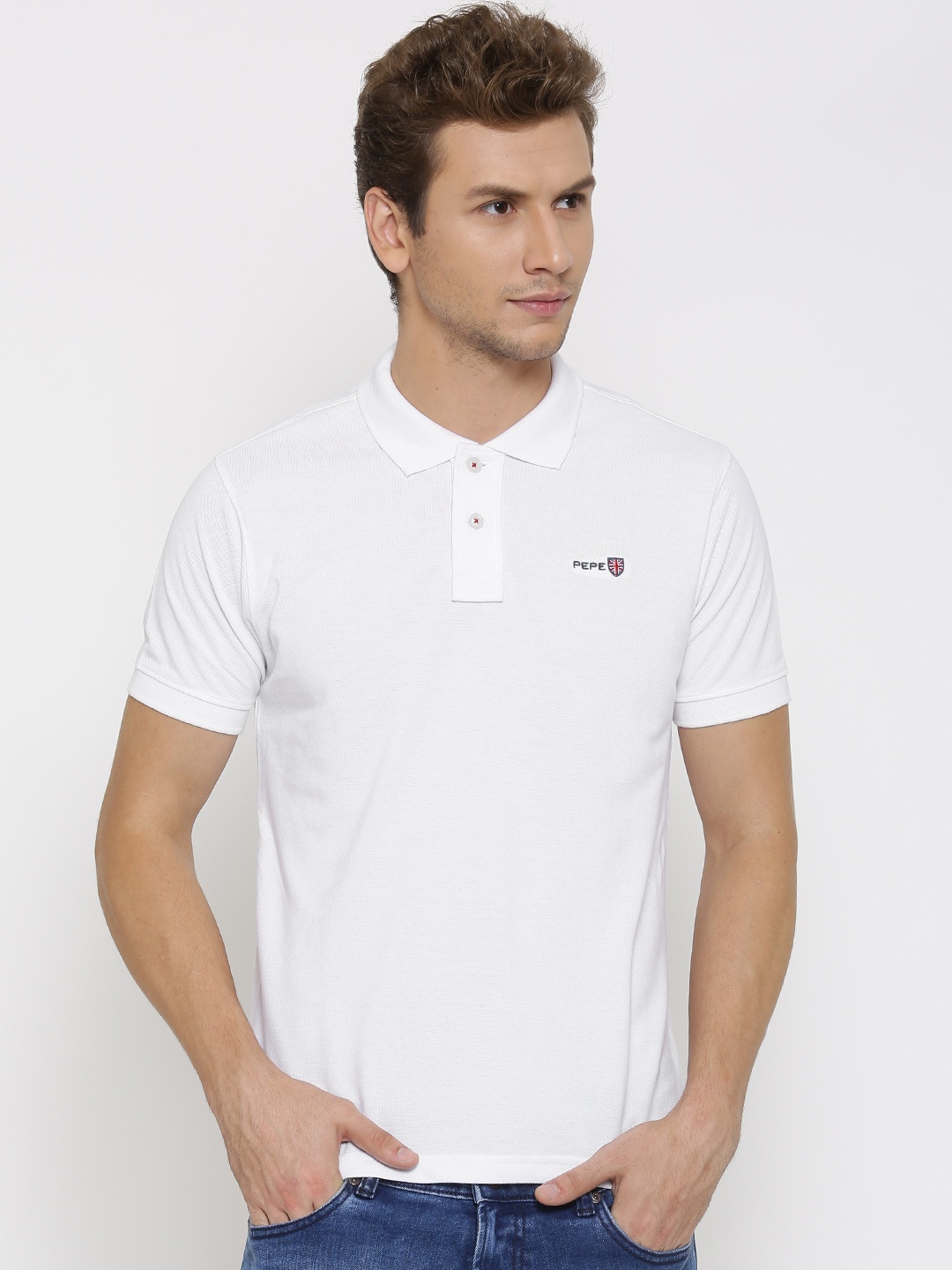 

Pepe Jeans Men White Solid Polo T-shirt