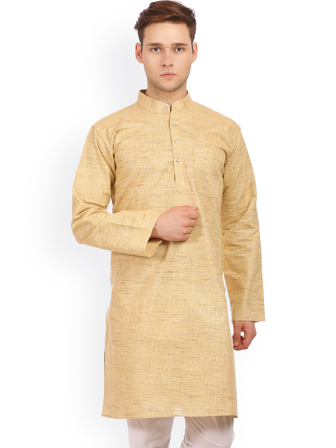 

Wintage Beige & White Khadi & Cotton Kurta Pyjama
