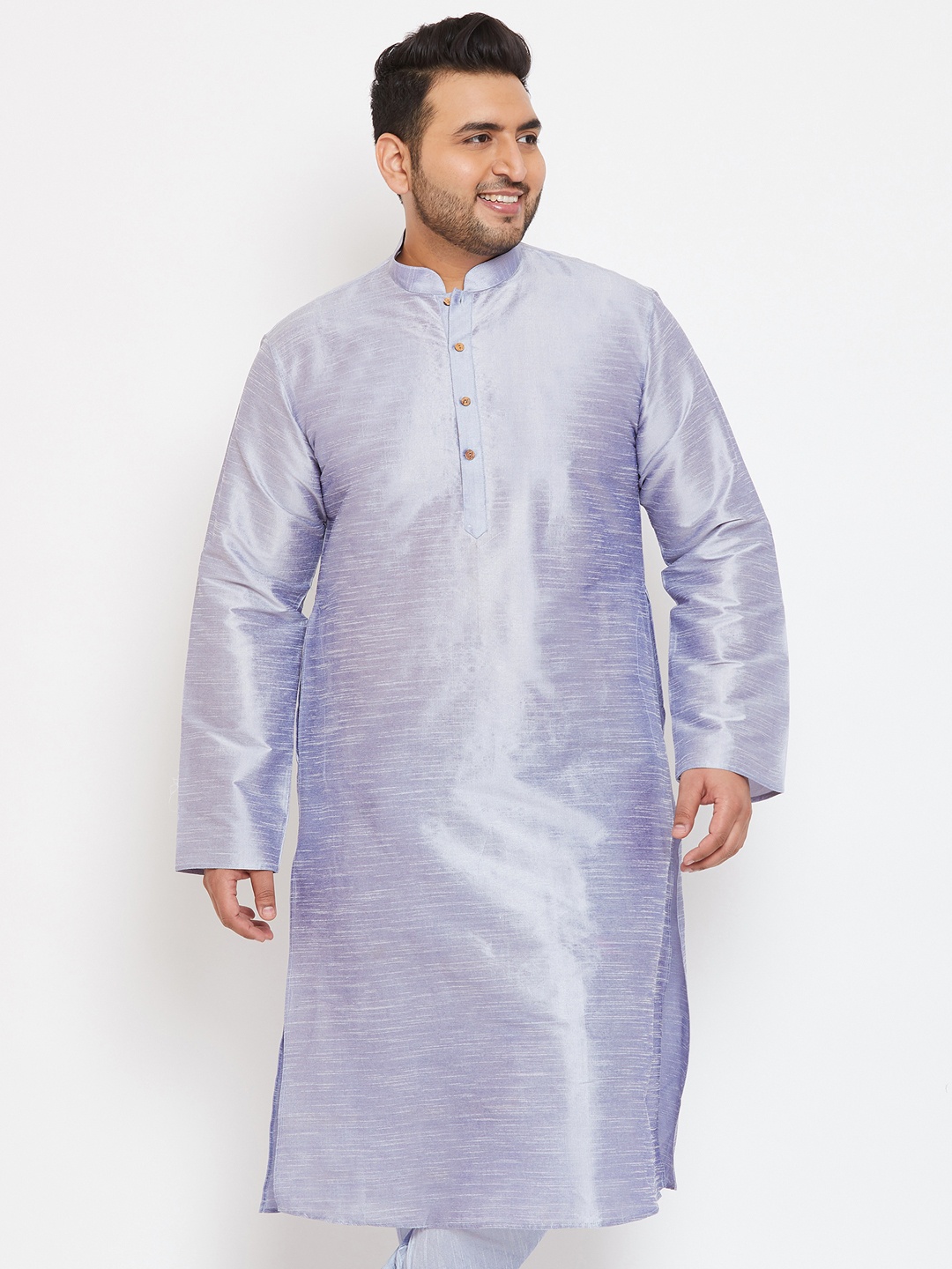 

VASTRAMAY PLUS Men Lavender & Blue Self-Design Straight Kurta