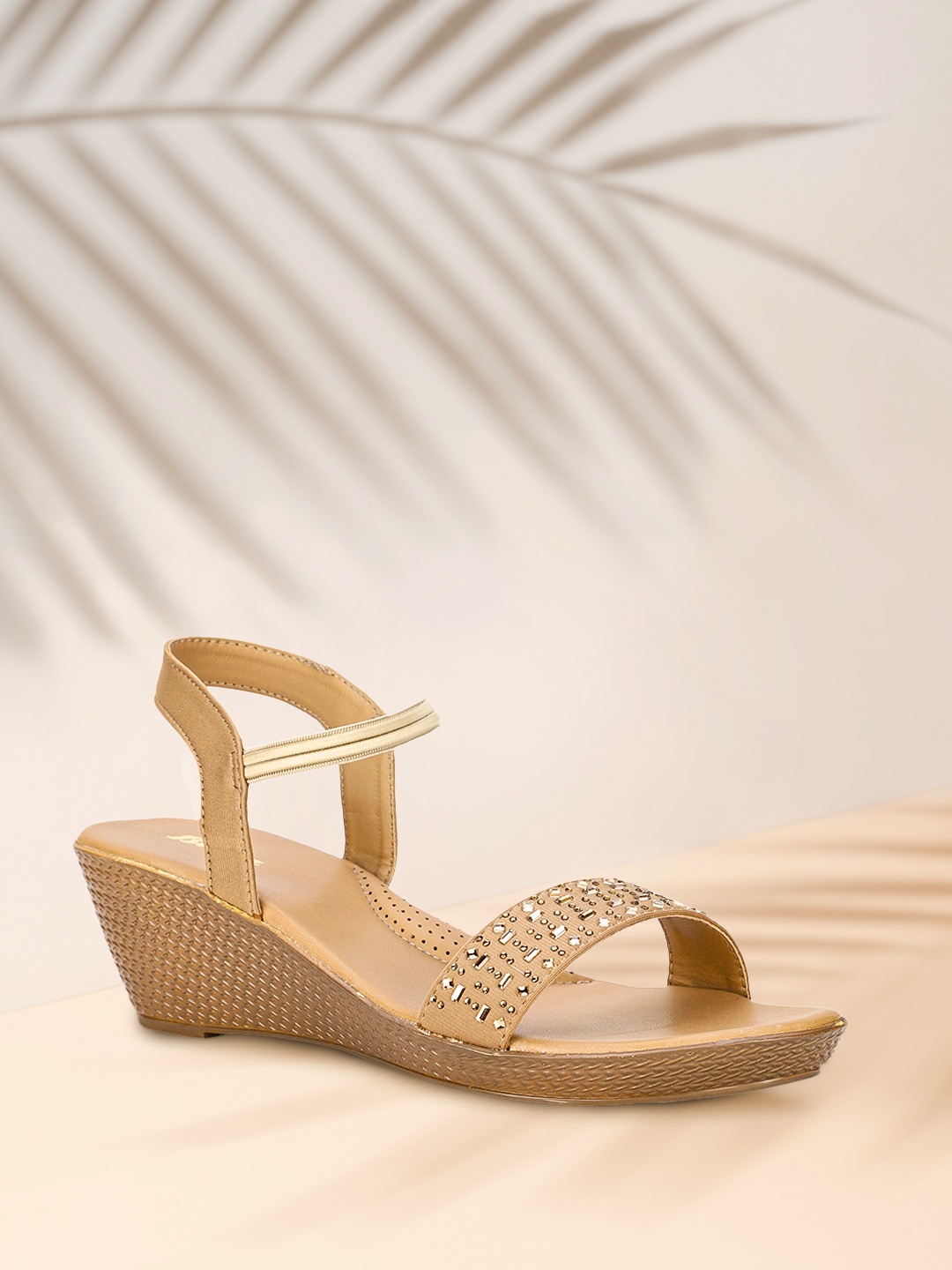 

Bata Beige PU Ethnic Wedge Sandals