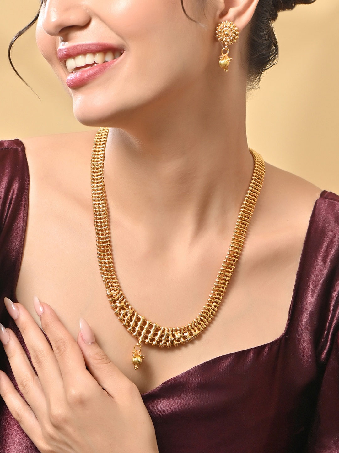 

Fida Gold-Plated Temple Collection Beaded Jewellery Set