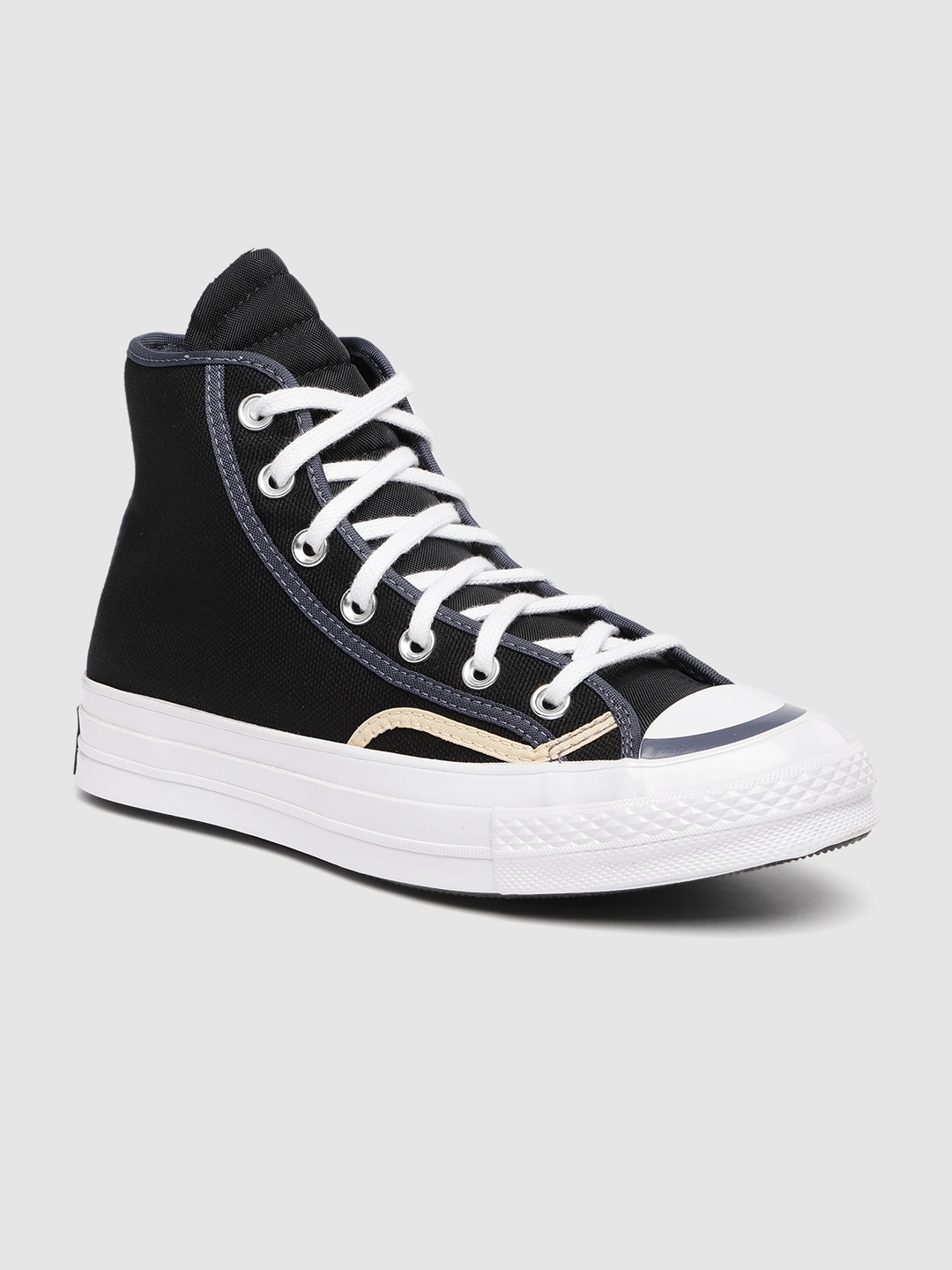 

Converse Men Black Mid-Top Chuck 70 French Binding Sneakers