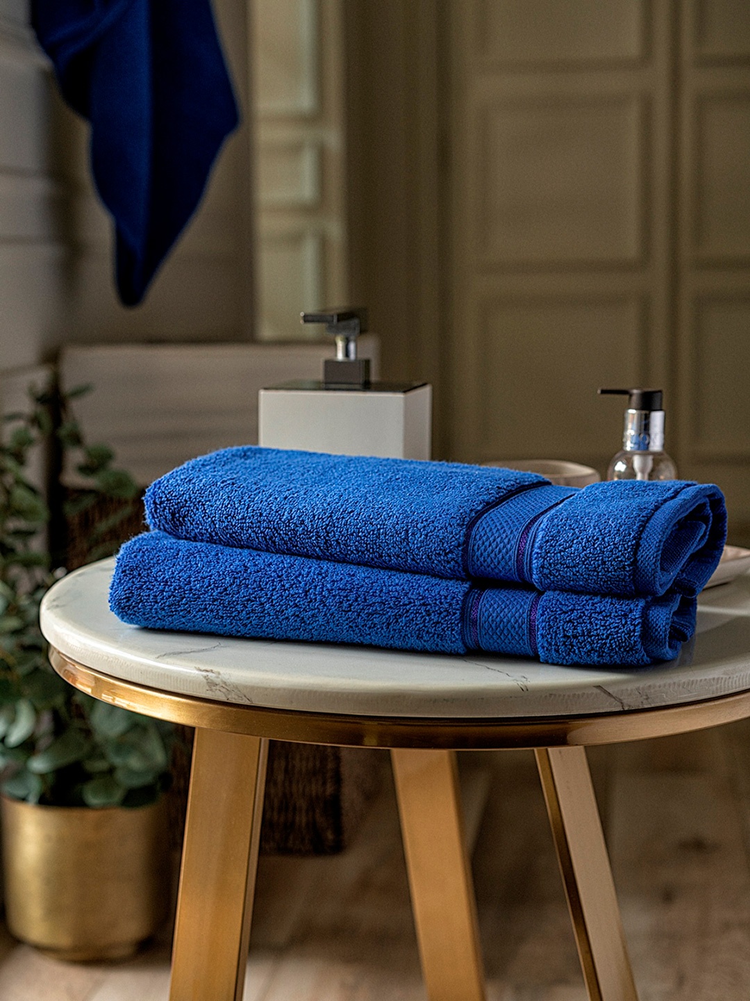 

DDecor Unisex Set Of 2 Blue Solid 650 GSM Live Beautiful Cotton Hand Towels