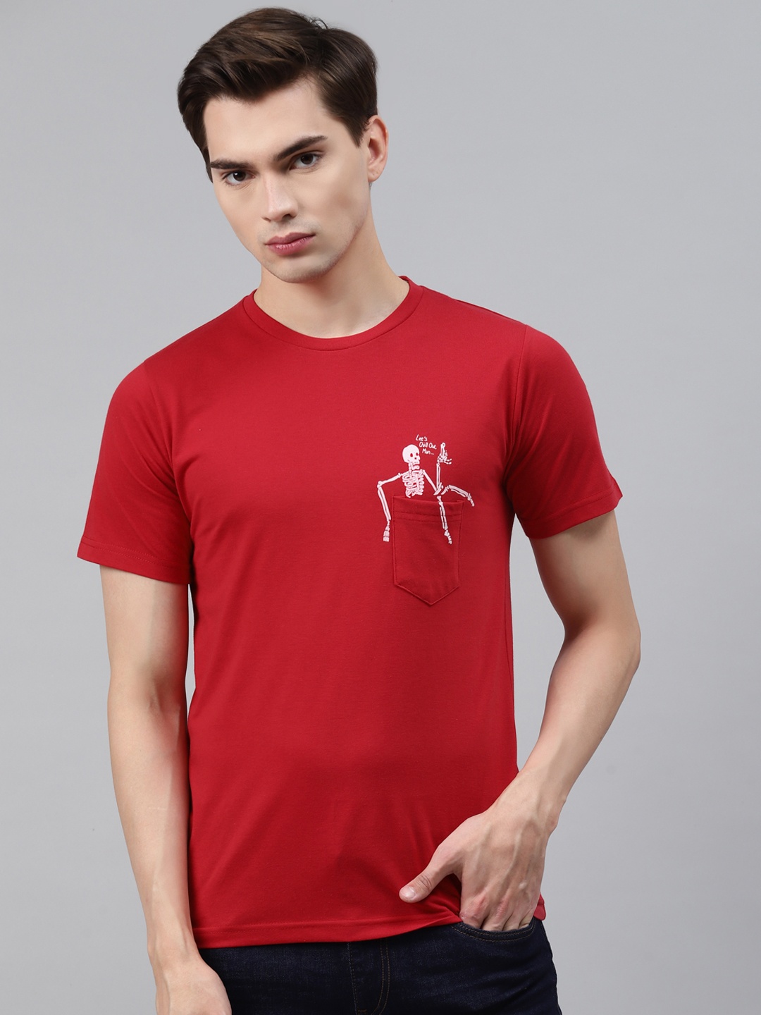 

PICOT Men Red Printed T-shirt