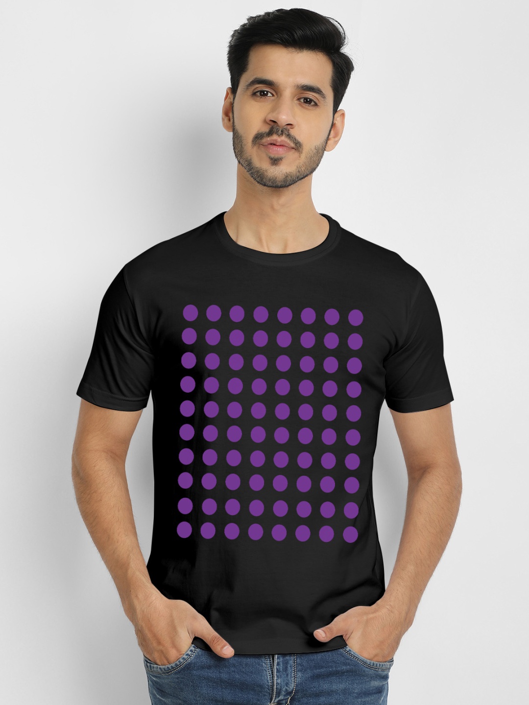 

THREADCURRY Men Black Geometric Printed Cotton T-shirt