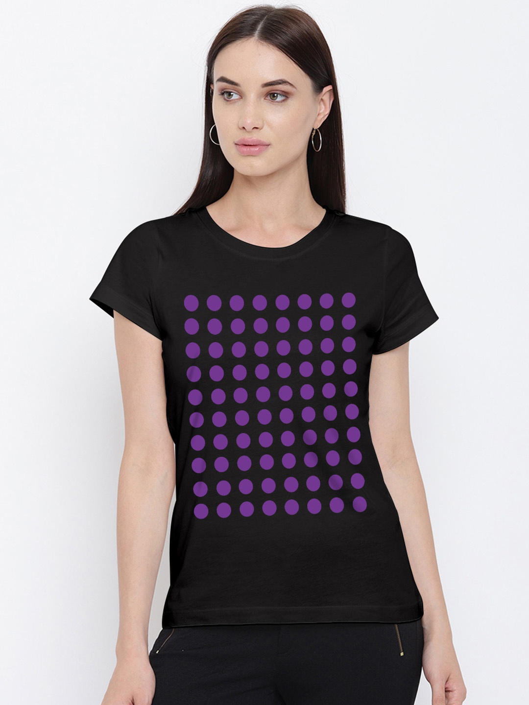 

THREADCURRY Women Black Printed T-shirt