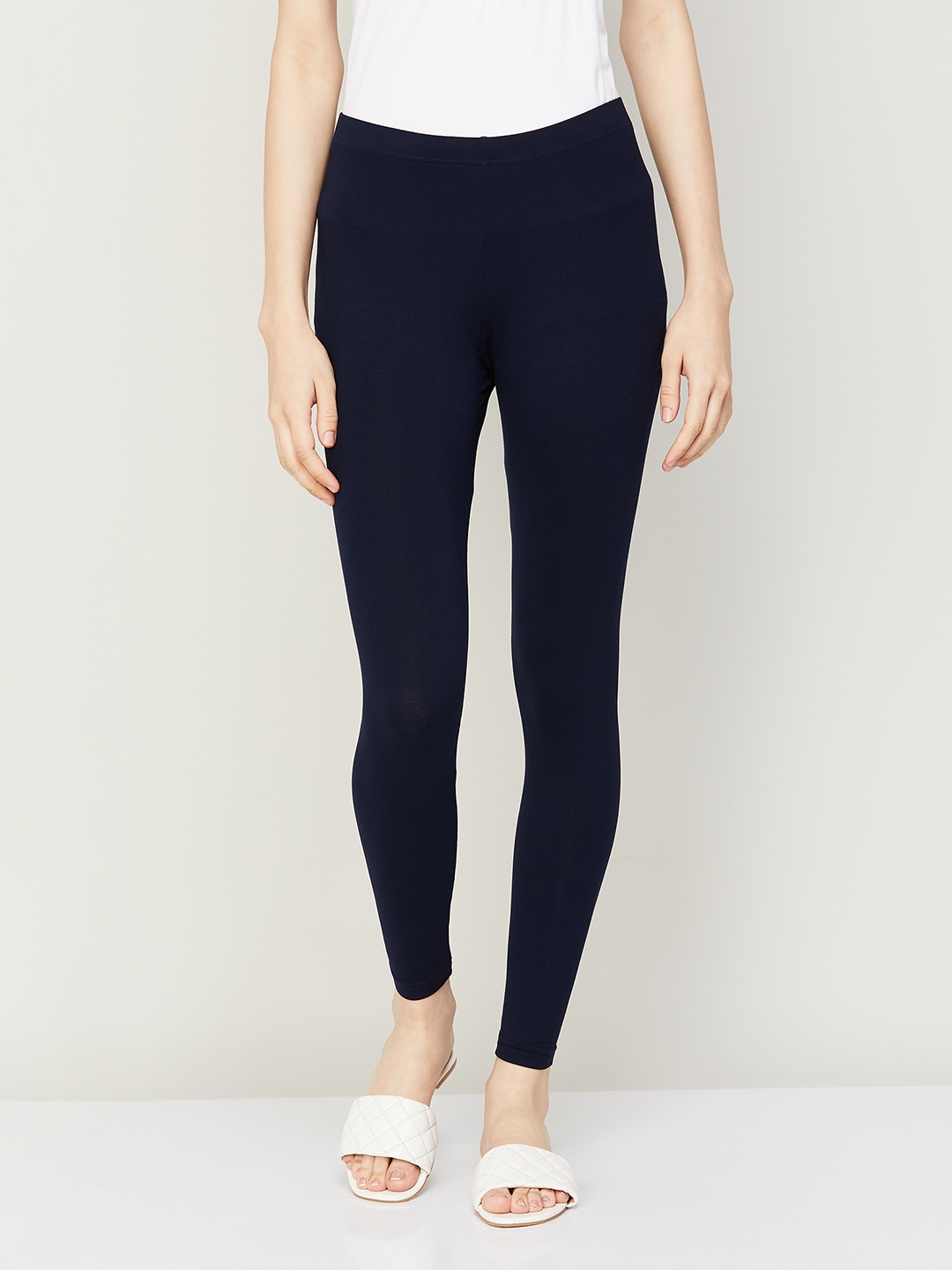 

Melange by Lifestyle Women Navy Blue Solid Ankle-Length Leggings