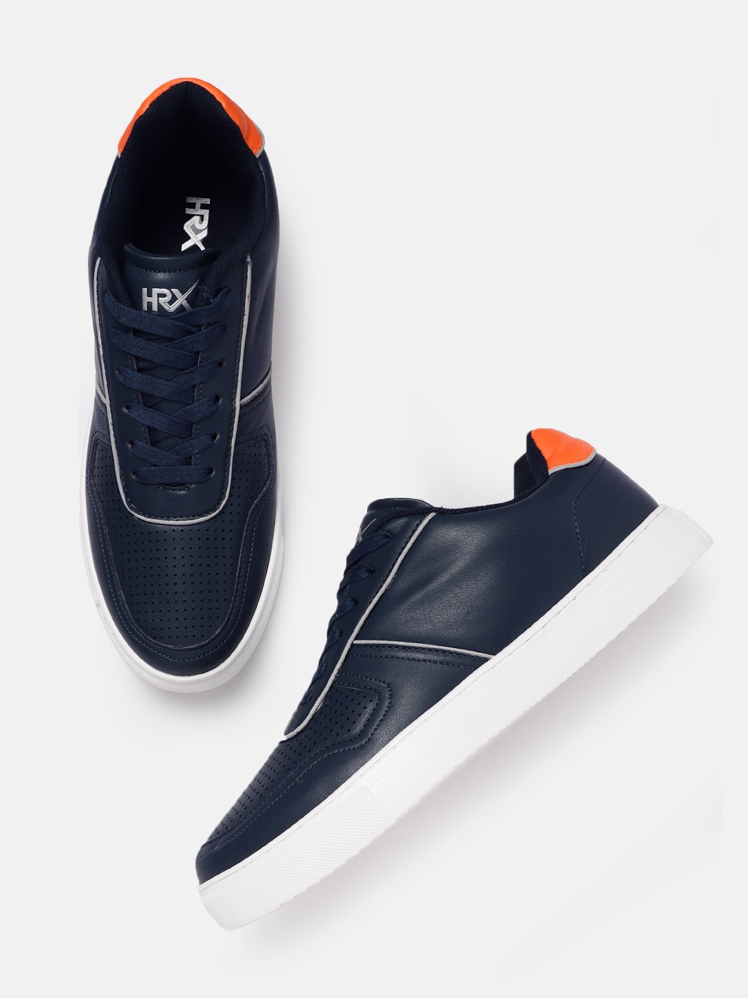 

HRX by Hrithik Roshan Men Navy Blue Perforated Skate Street Sneaker
