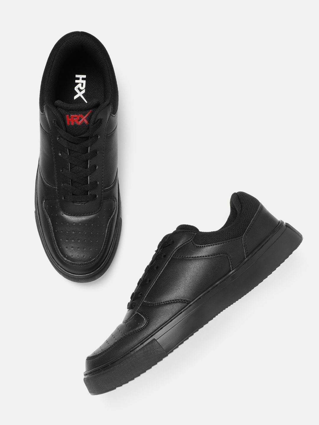 

HRX by Hrithik Roshan Men Black Perforated Sneakers