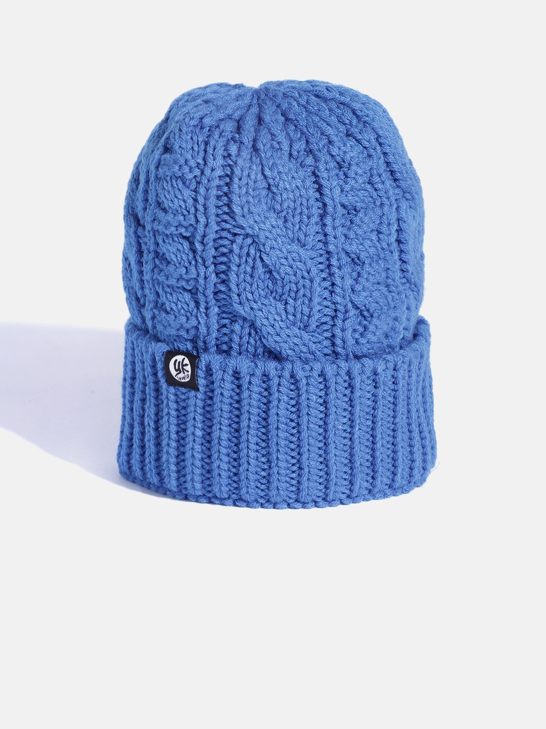 

YK Kids Blue Cable Knit Self-Design Beanie