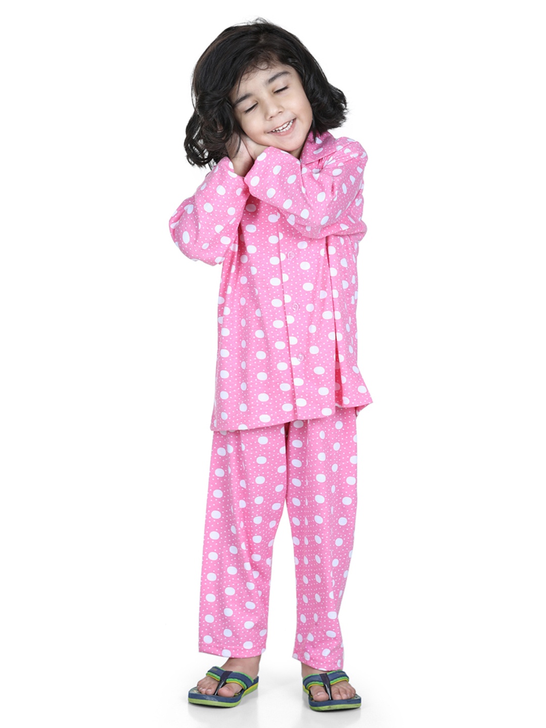 

Aj DEZInES Boys Pink & White Printed Night suit
