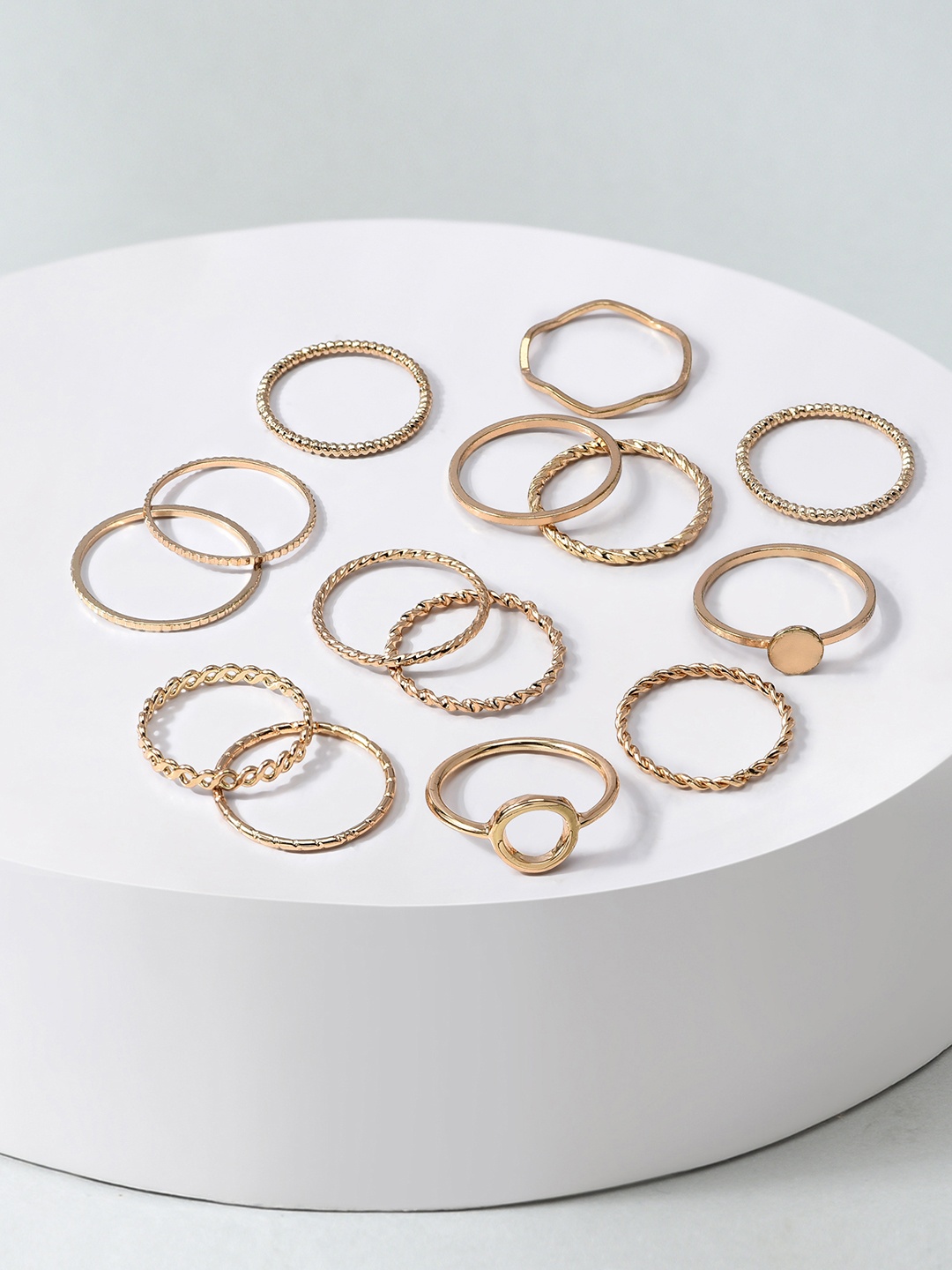 

AMI Women Set Of 14 Gold-Plated Stackable Finger Rings