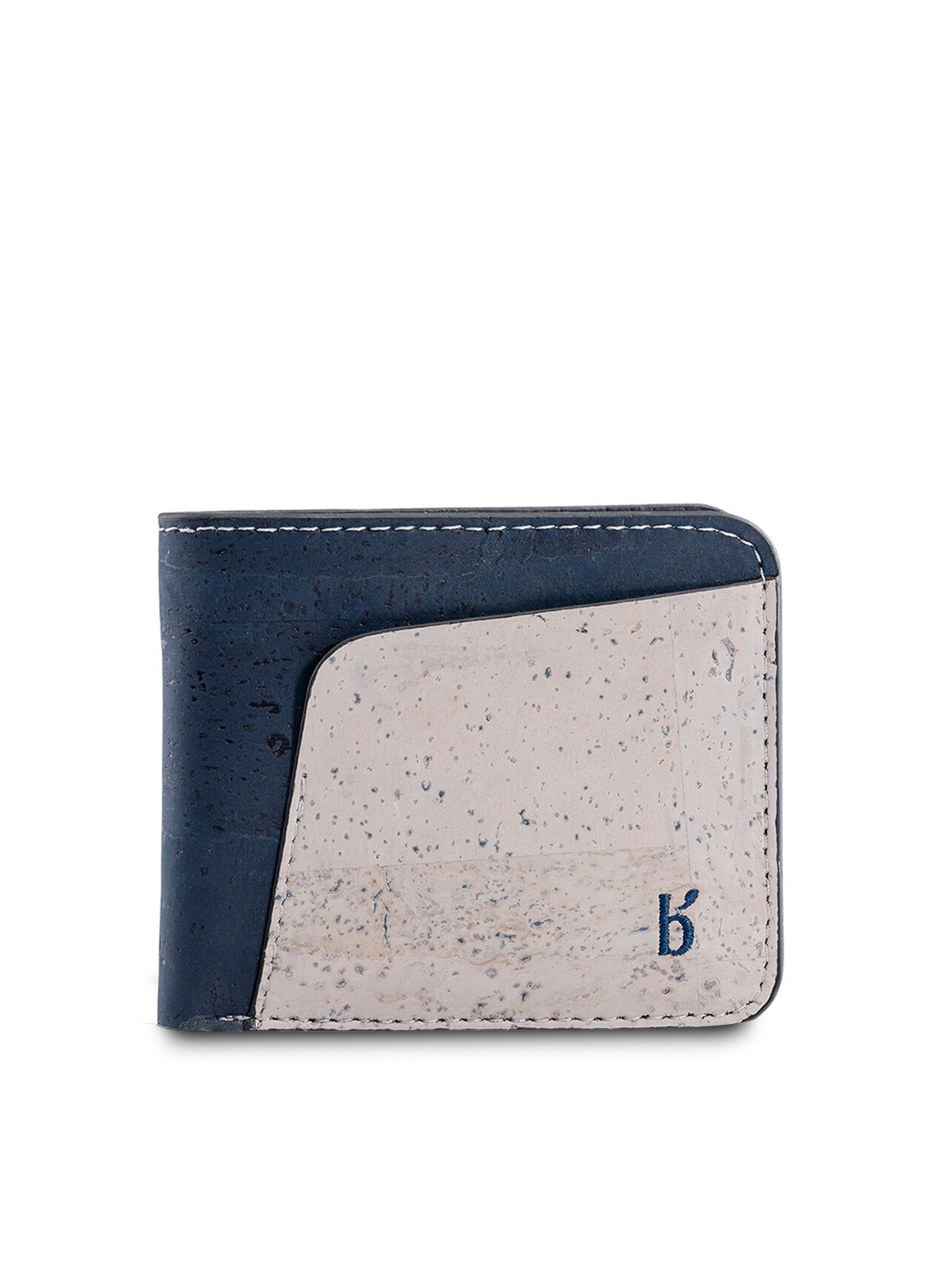 

Beej Men Blue & Cream-Coloured Textured Cork Two Fold Sustainable Wallet