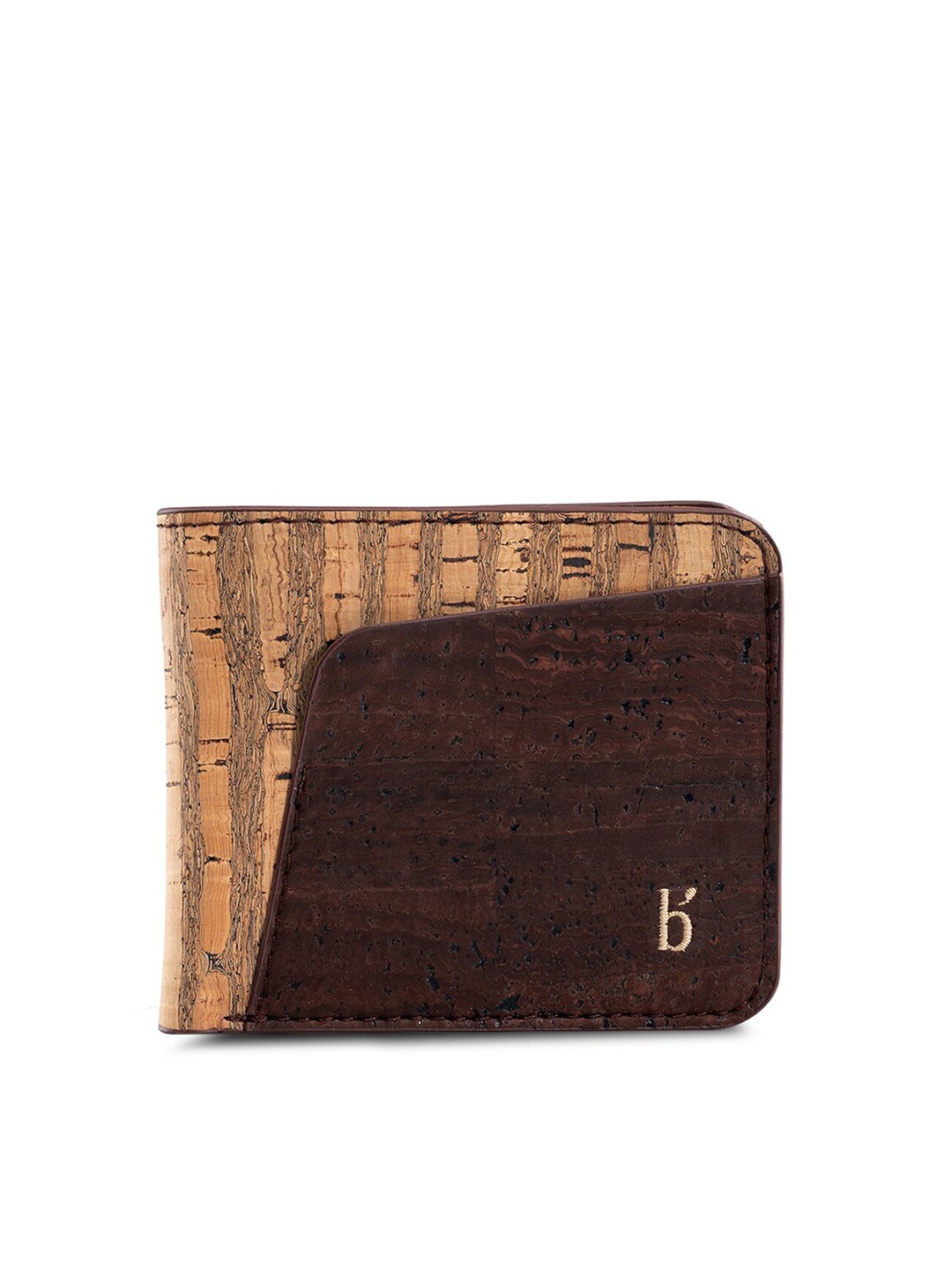 

Beej Men Tan & Cream-Coloured Textured Cork Two Fold Sustainable Wallet
