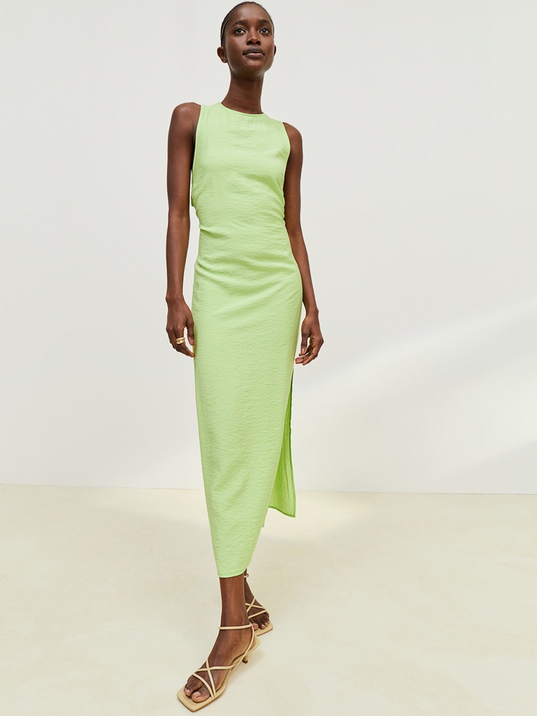 

H&M Women Green Slit-Detail Dress