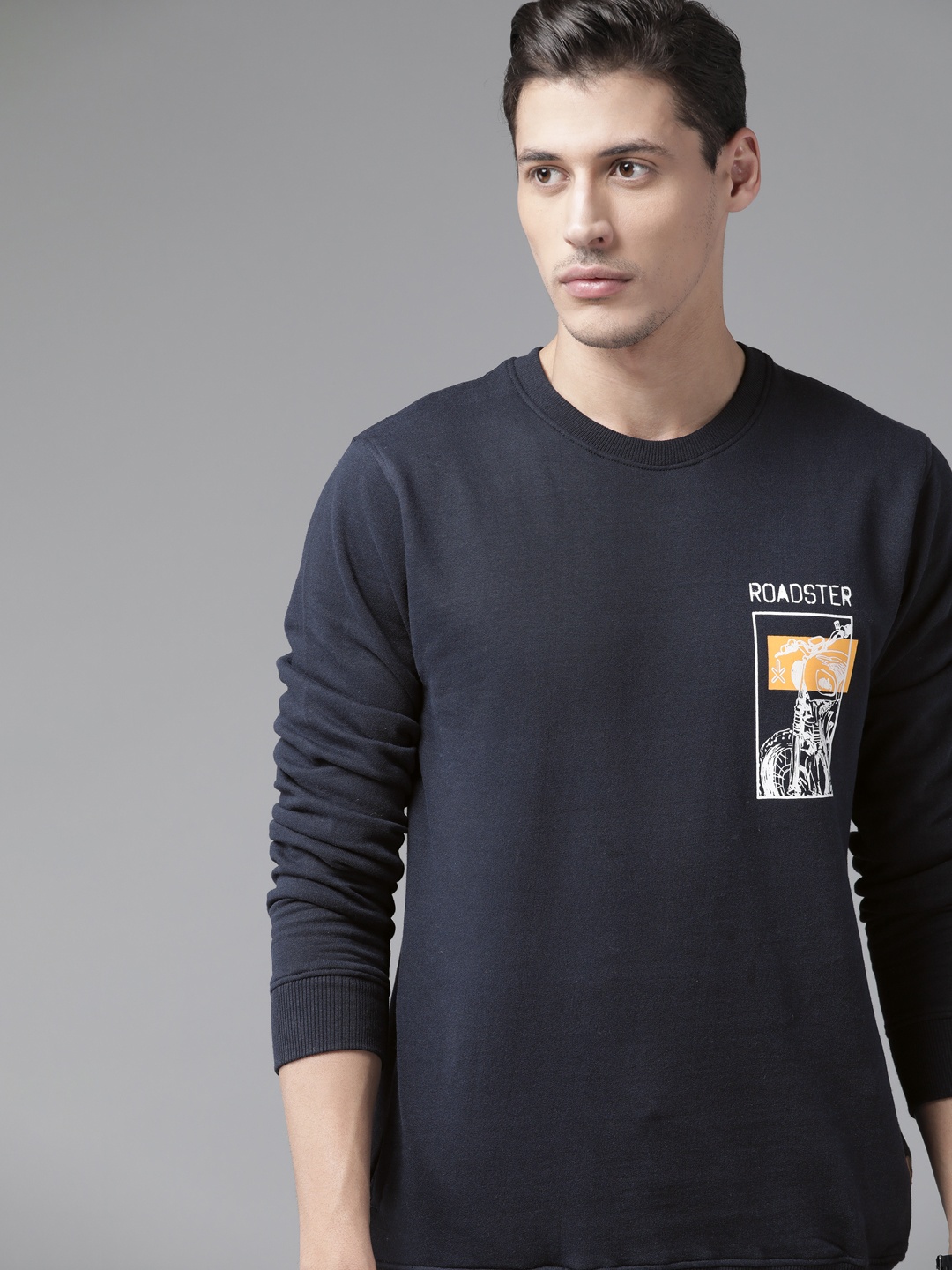 

Roadster Men Navy Blue Graphical Printed Sweatshirt