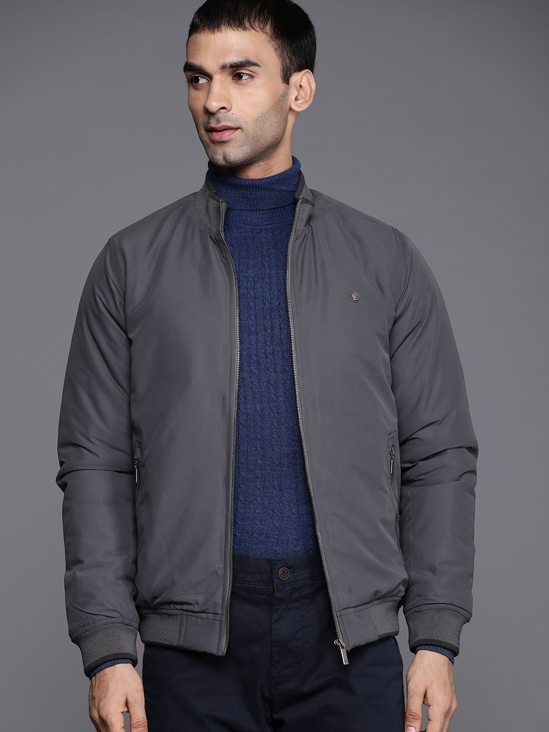 

Louis Philippe Men Navy Blue Solid Tailored Jacket