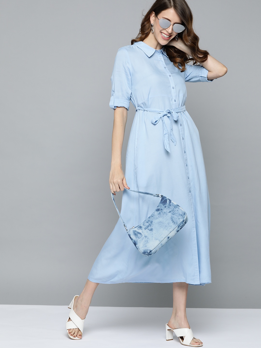 

HERE&NOW Blue Shirt Midi Dress