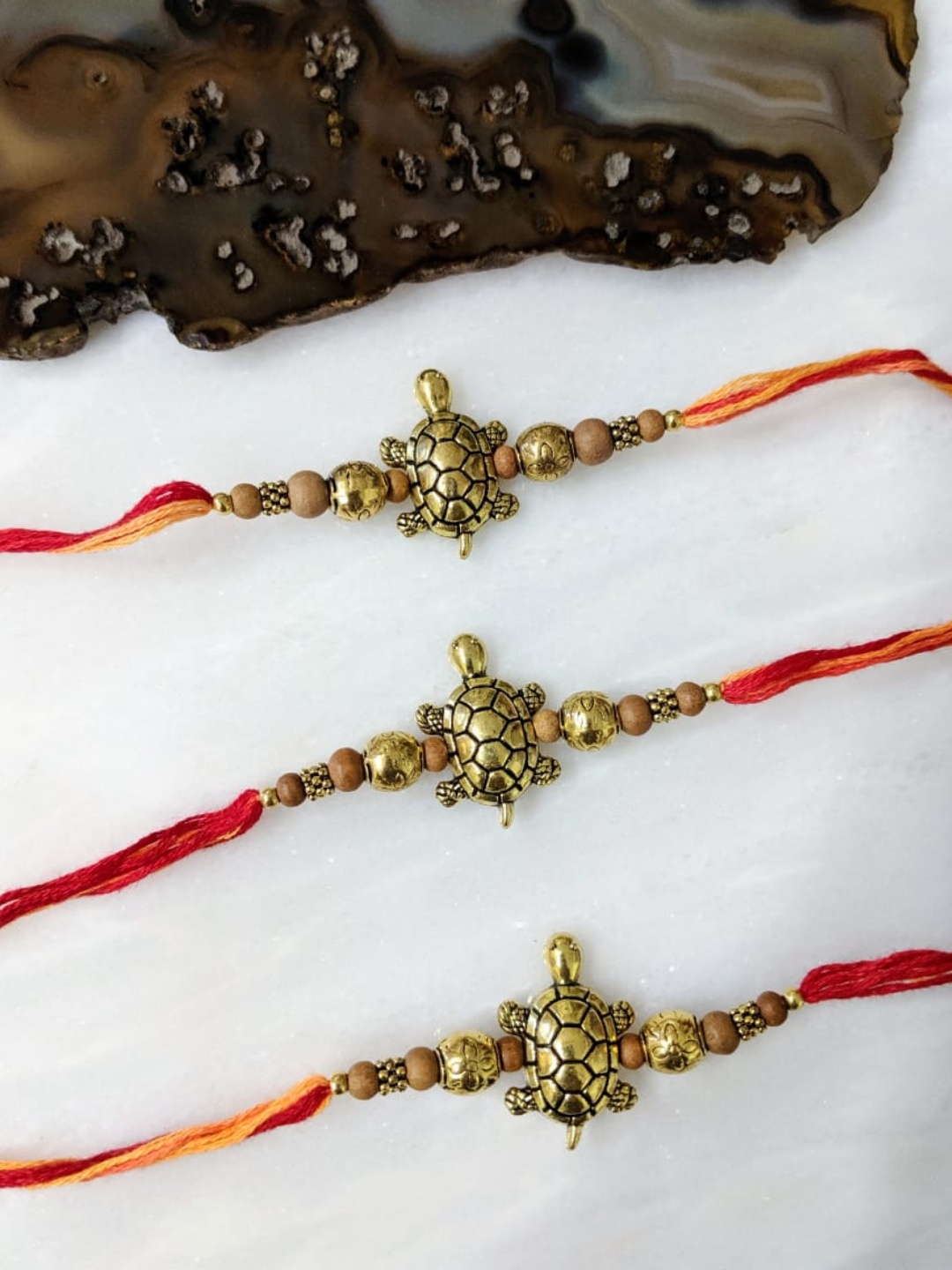 

Digital Dress Room Men Pack of 3 Tortoise Rakhi, Gold