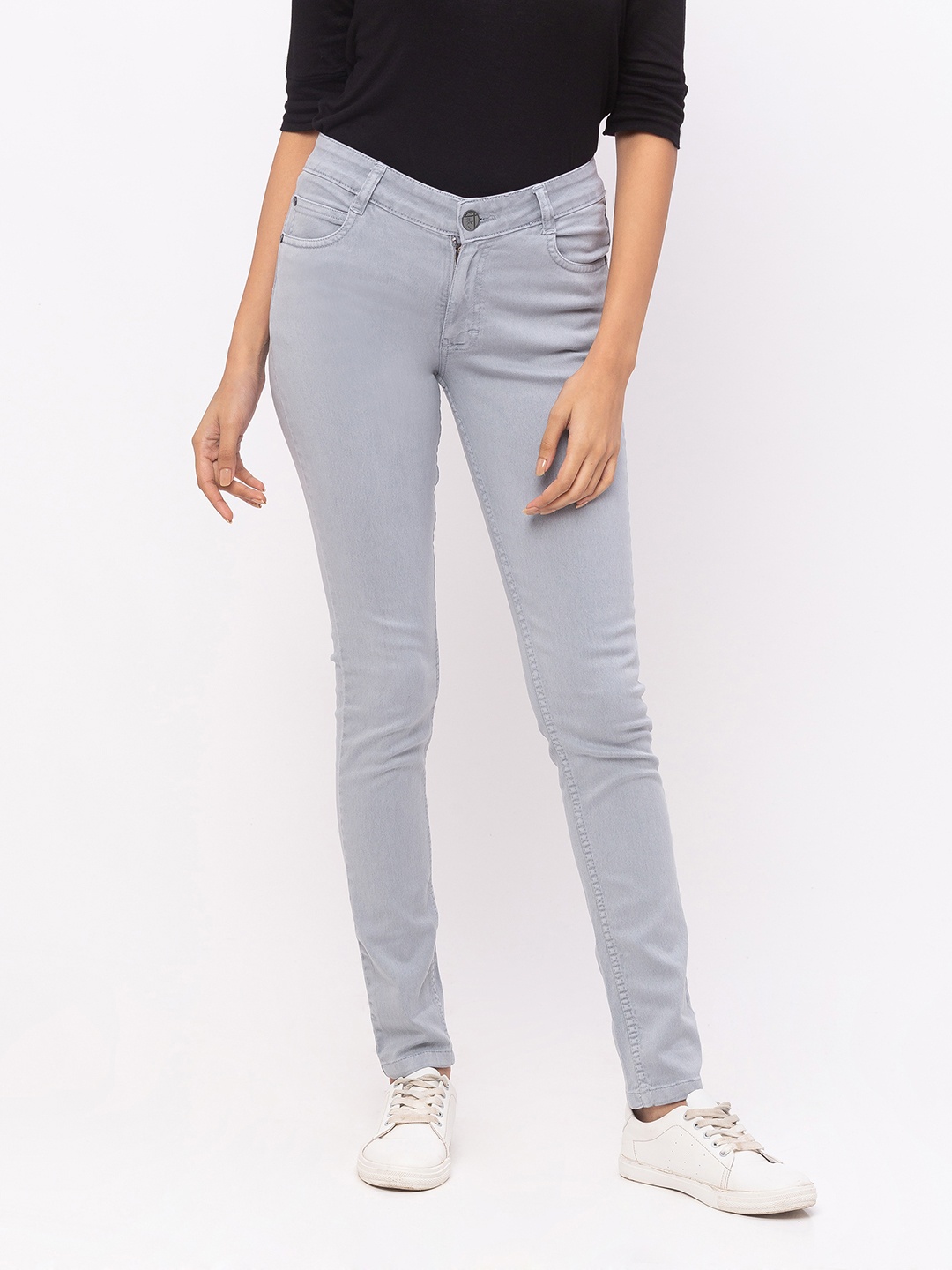 

ZOLA Cotton Slim Fit Ankle Length Lightweight Jeans, Grey