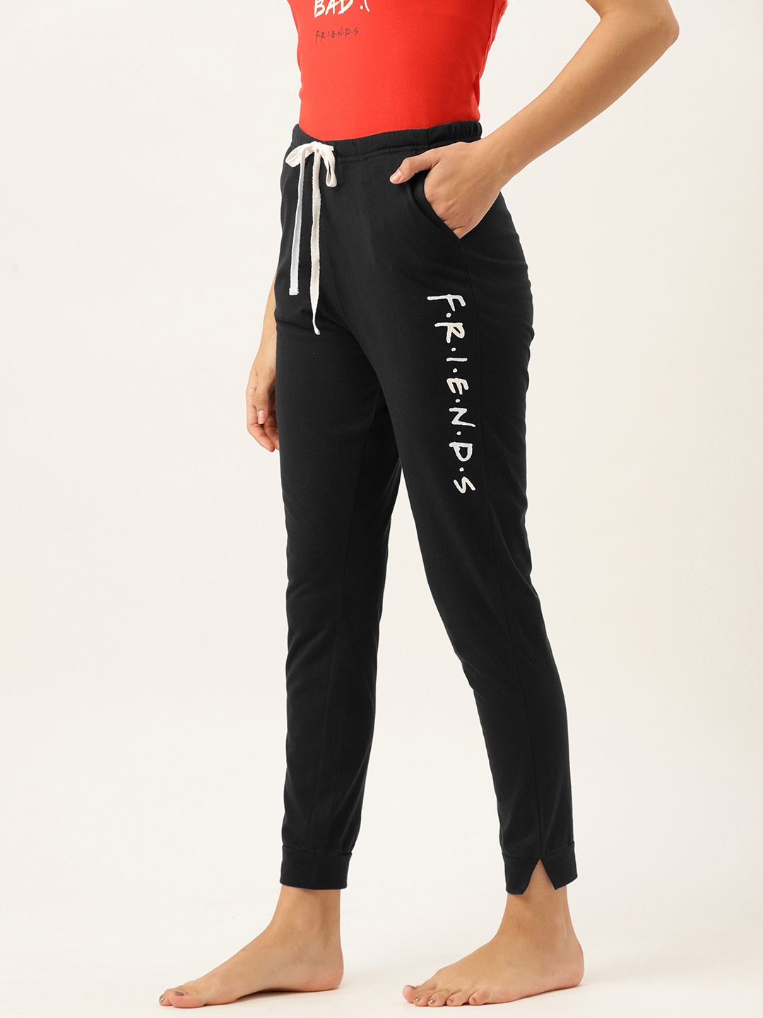

FRIENDS by DressBerry Women Black Solid Lounge Joggers