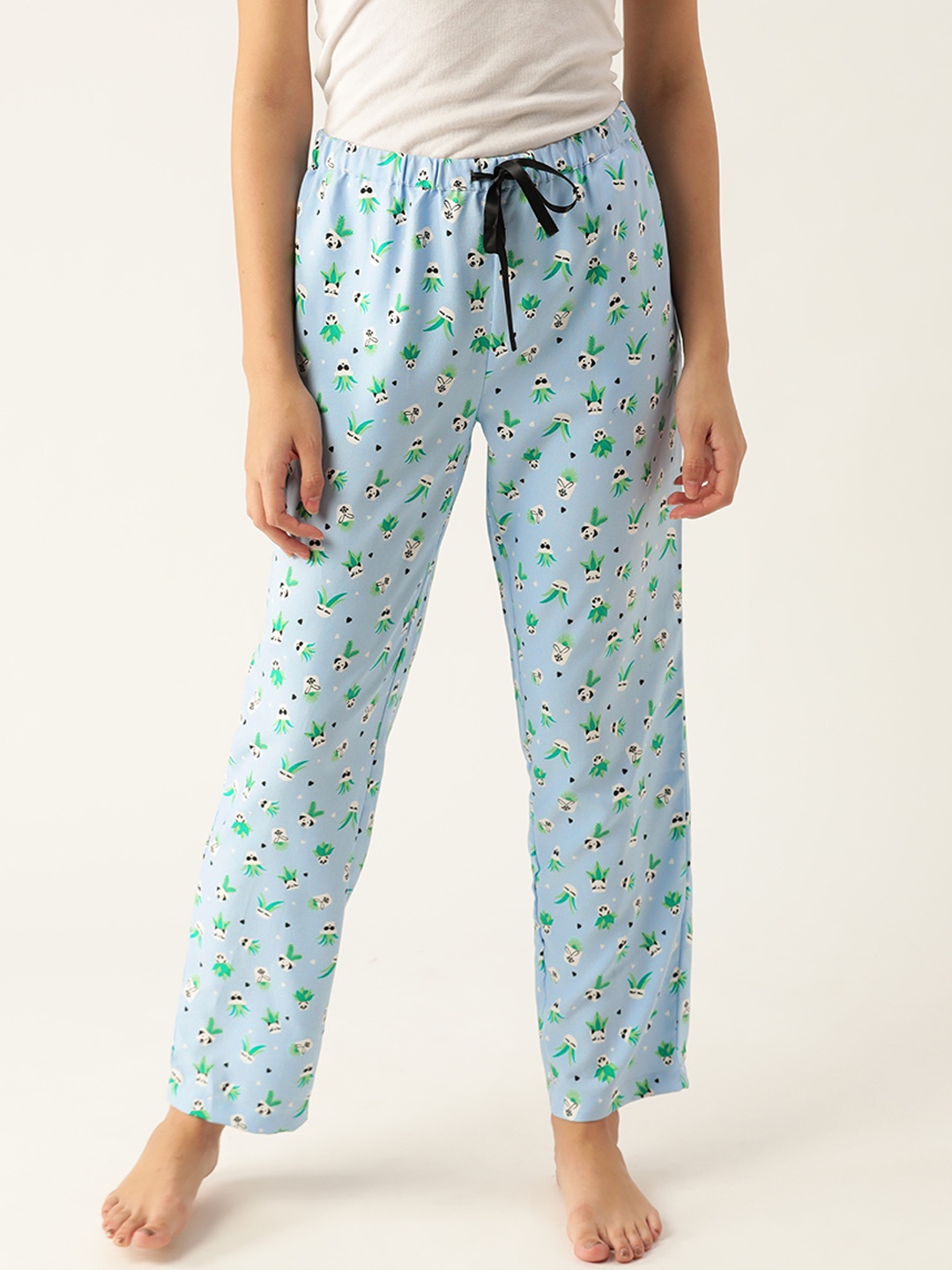 

DressBerry Women Blue & White Graphic Printed Lounge Pants