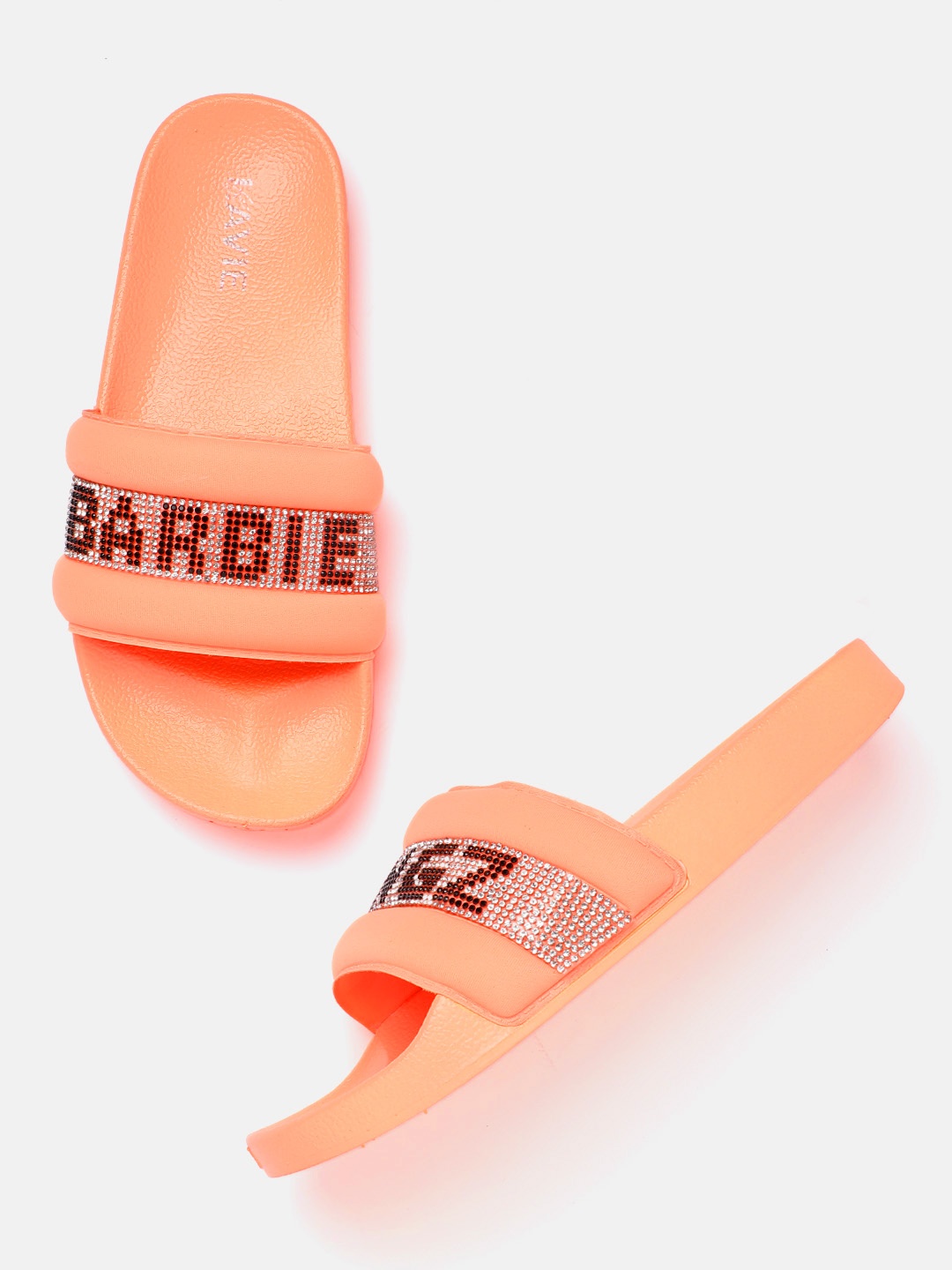 

Lavie Women Orange & Black Embellished Open Toe Flats