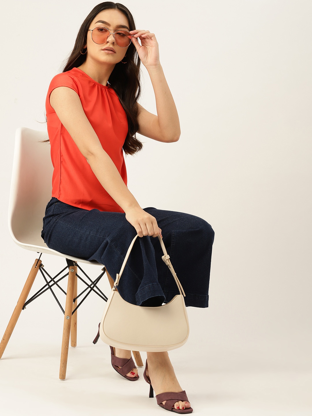 

DressBerry Red Extended Sleeves Regular Top