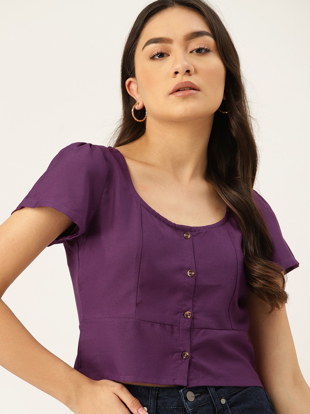 

DressBerry Purple Regular Crop Top