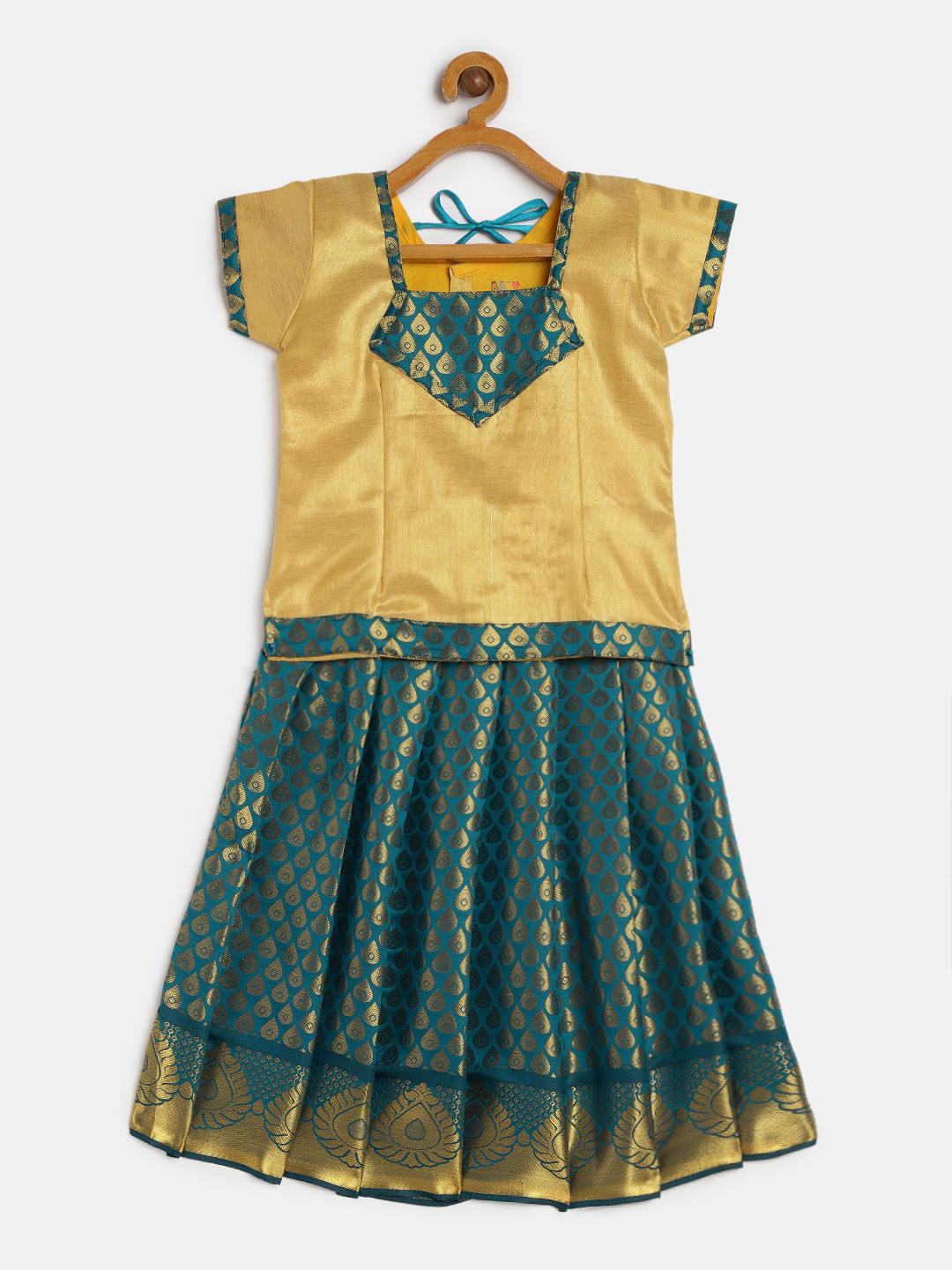 

Baby Lakshmi Girls Yellow & Blue Ready to Wear Lehenga