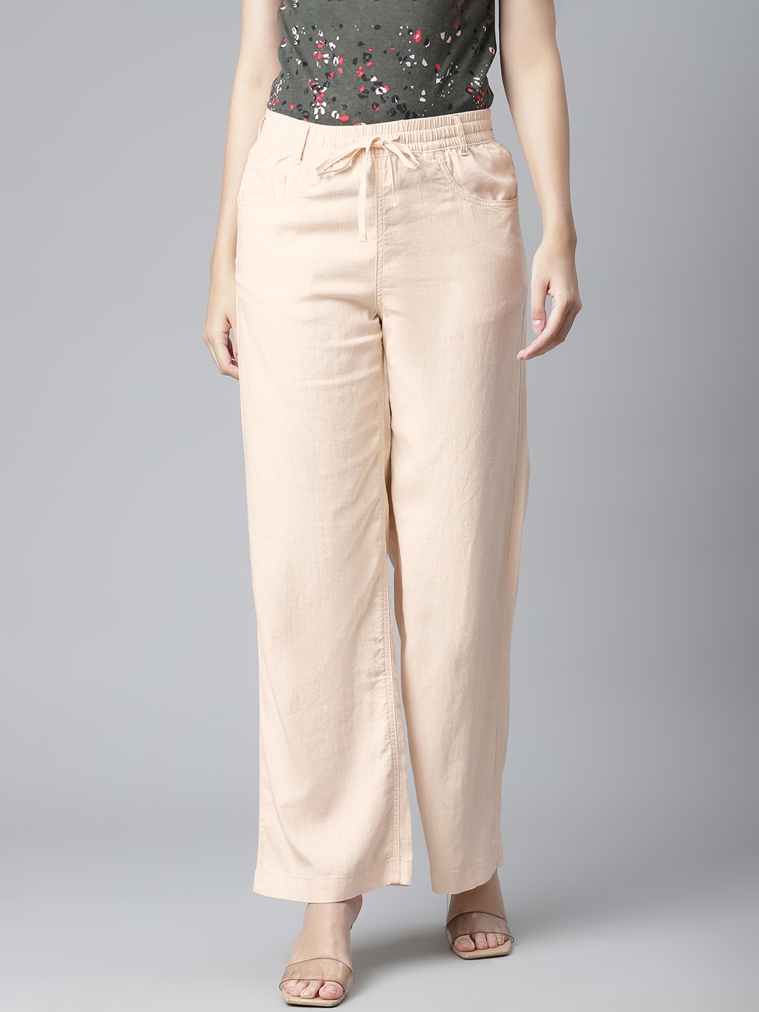 

Marks & Spencer Women Beige Solid Trousers