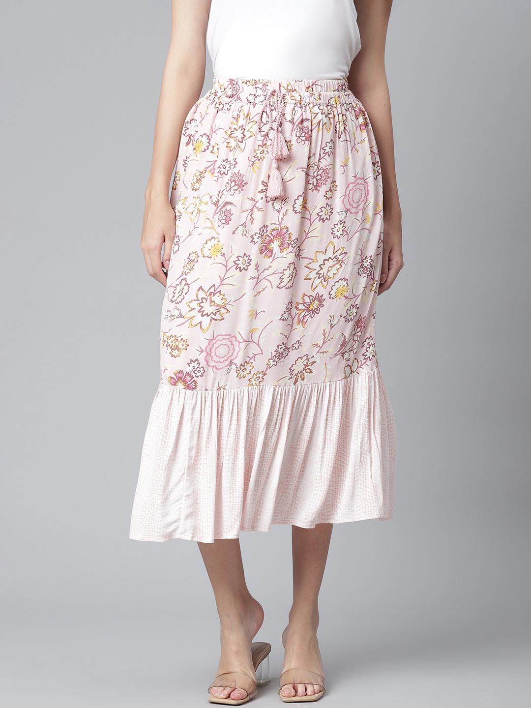 

Marks & Spencer Women Pink Floral Print A-Line Skirt