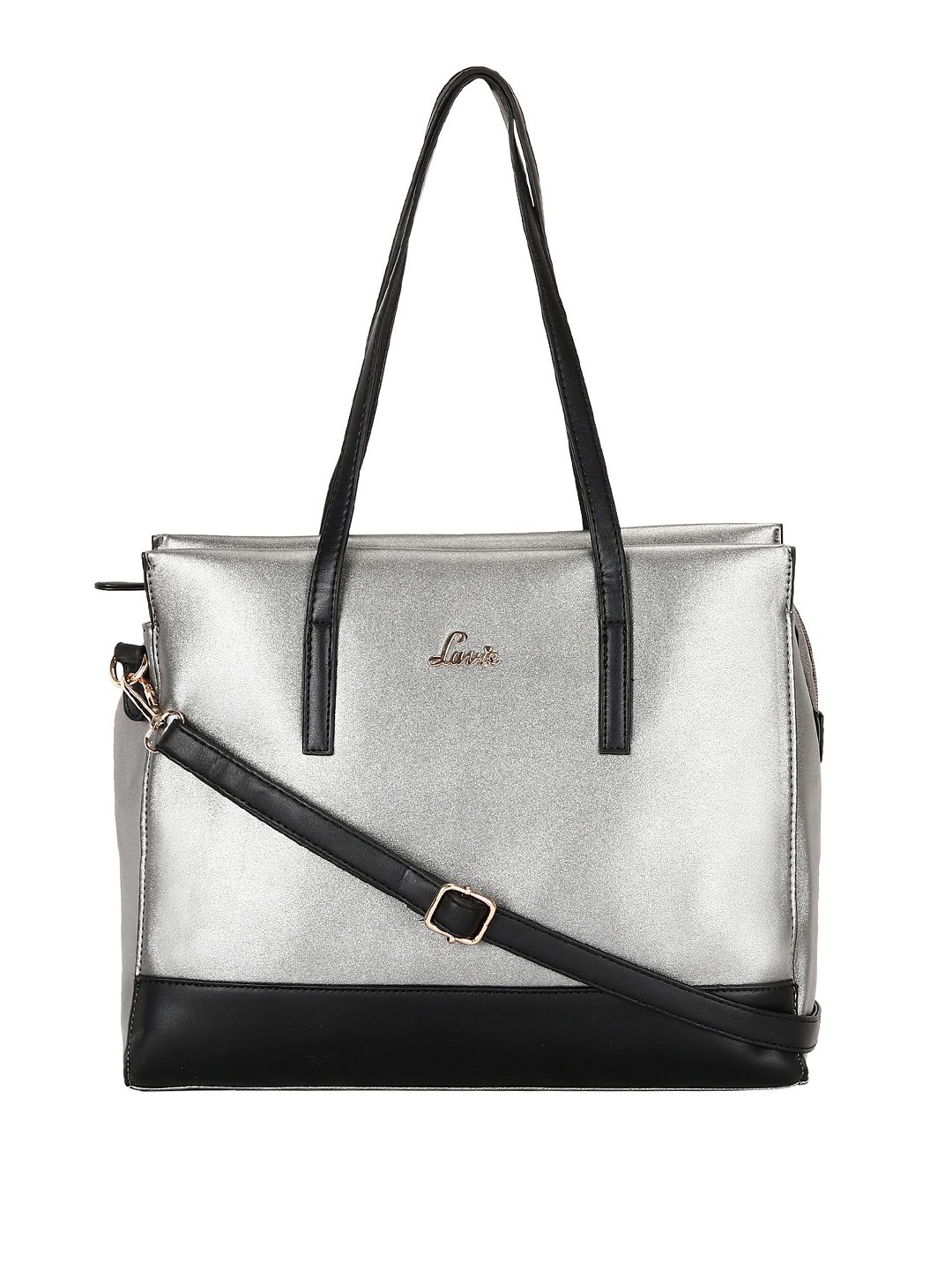 

Lavie Silver-Toned Colourblocked Structured Shoulder Bag
