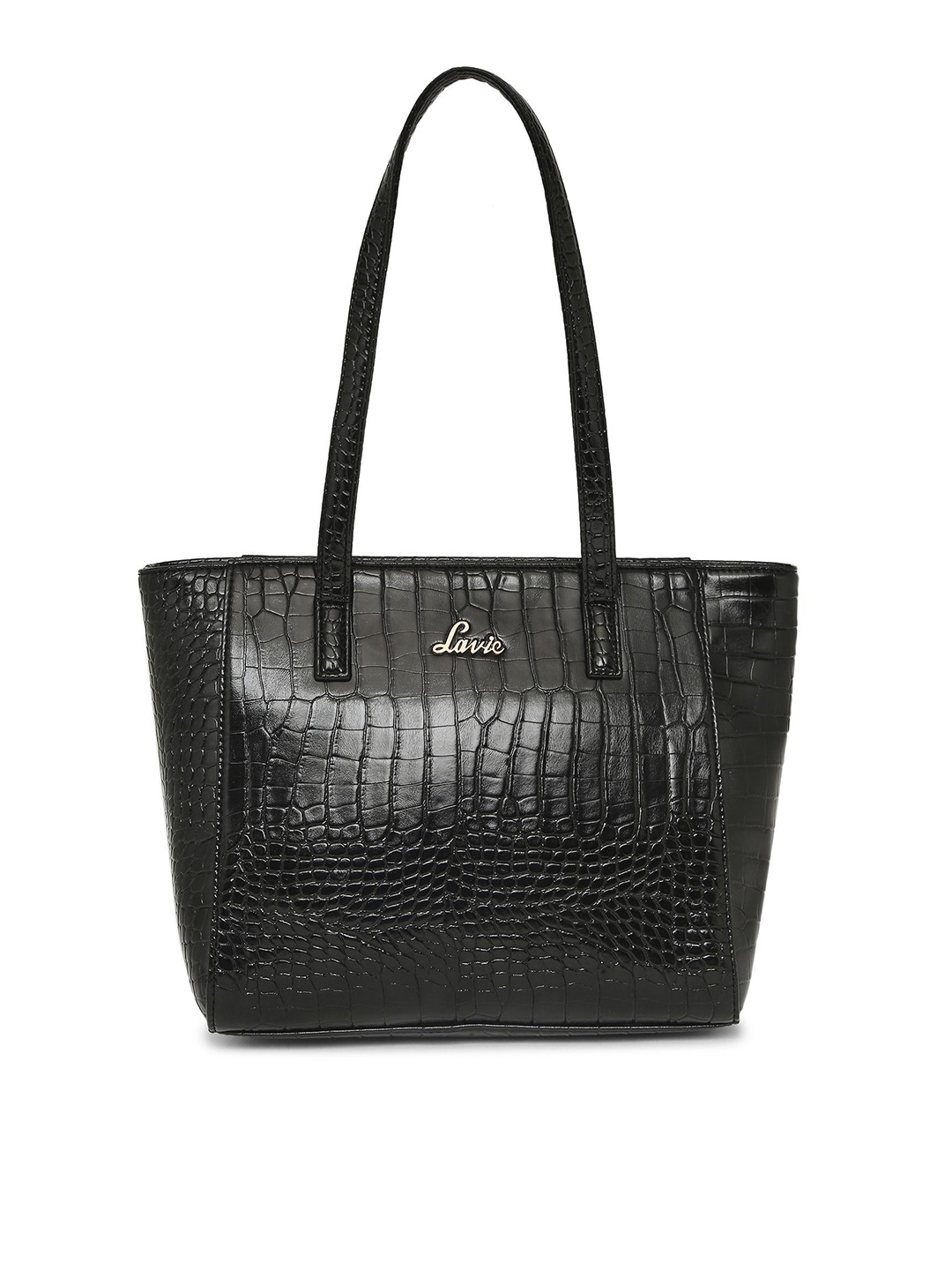 

Lavie Black Animal Textured Structured Shoulder Bag