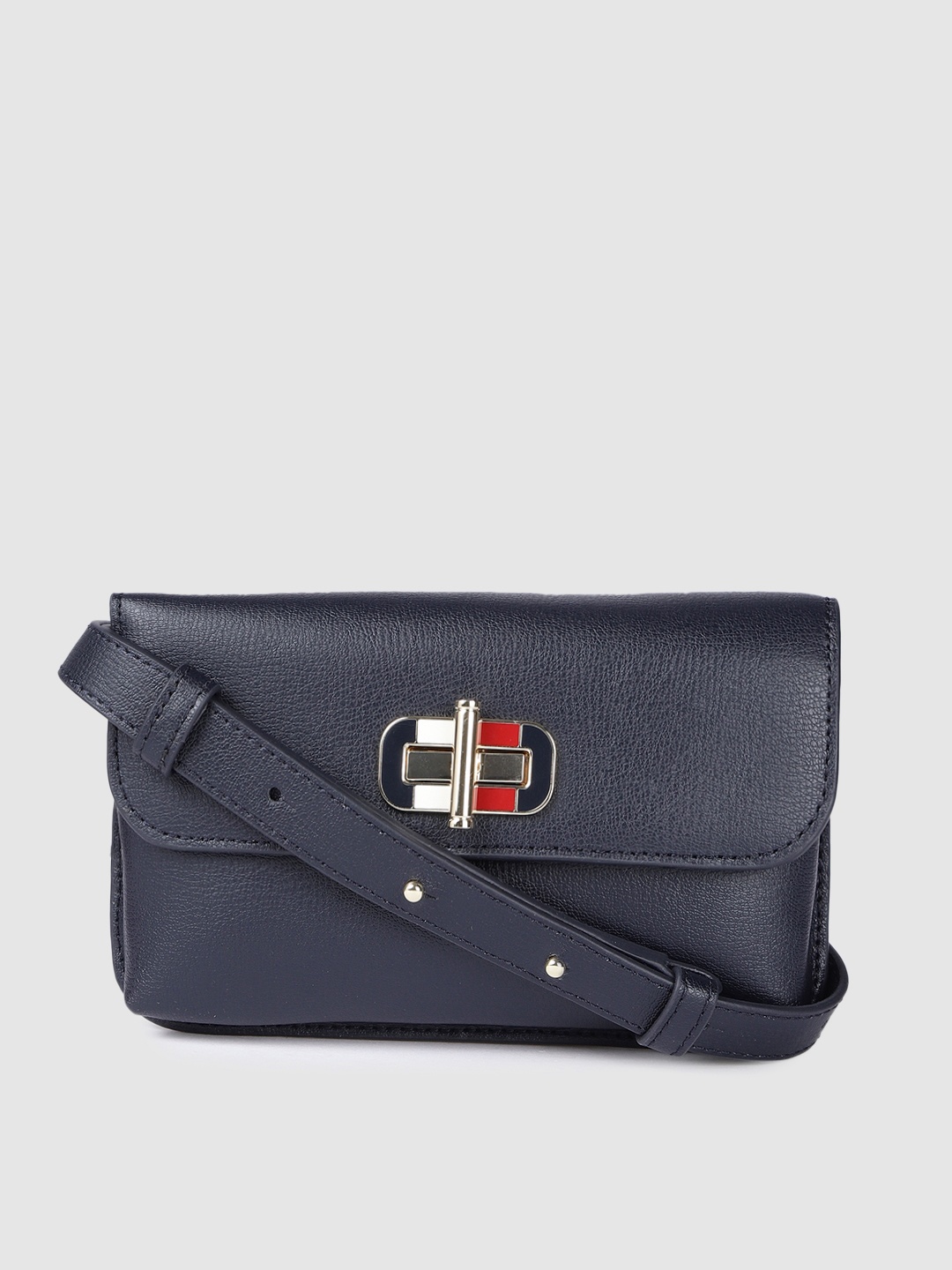 

Tommy Hilfiger Navy Blue Leather Structured Sling Bag