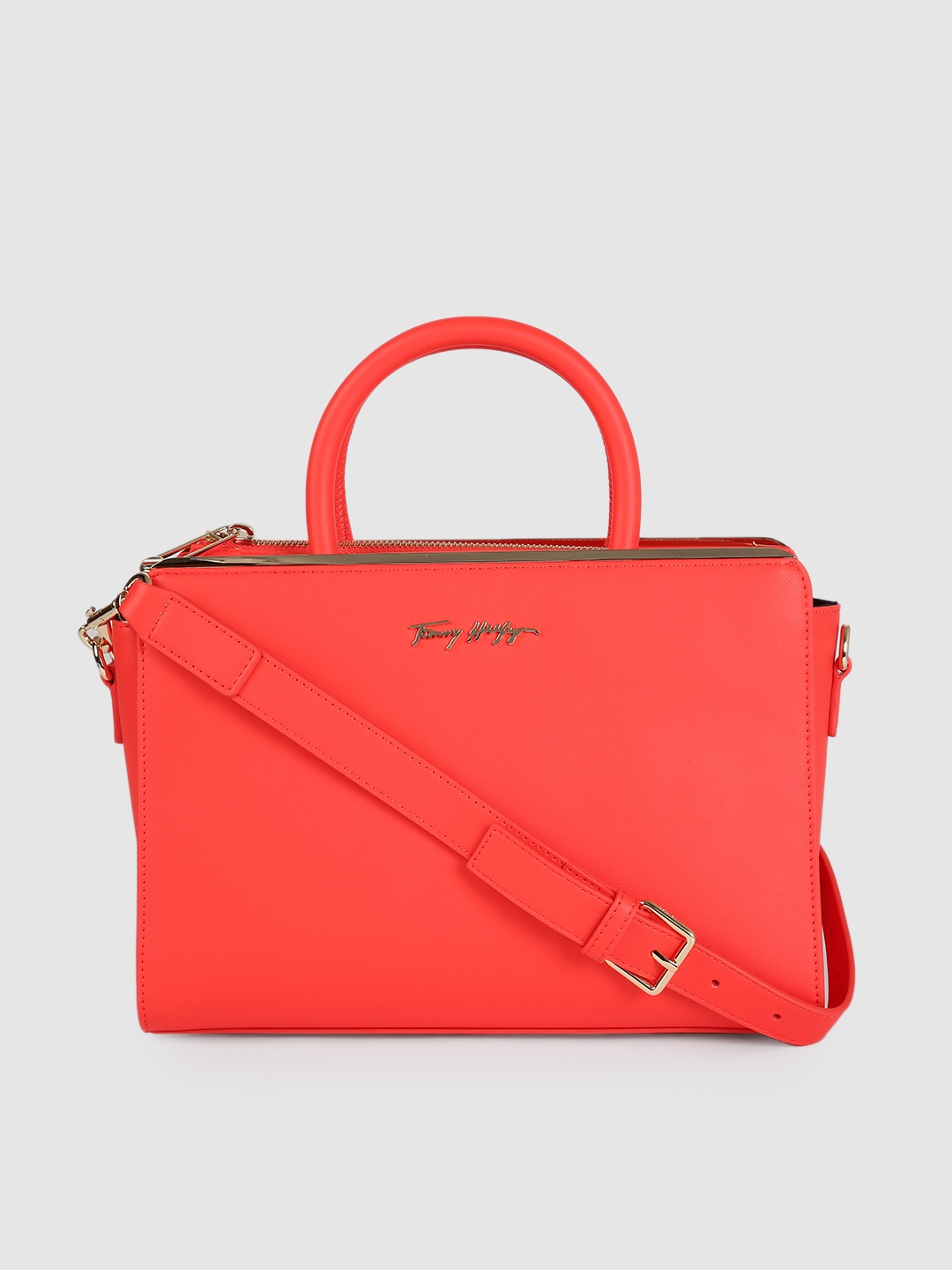 

Tommy Hilfiger Coral Red MODERN SATCHEL Handheld Bag