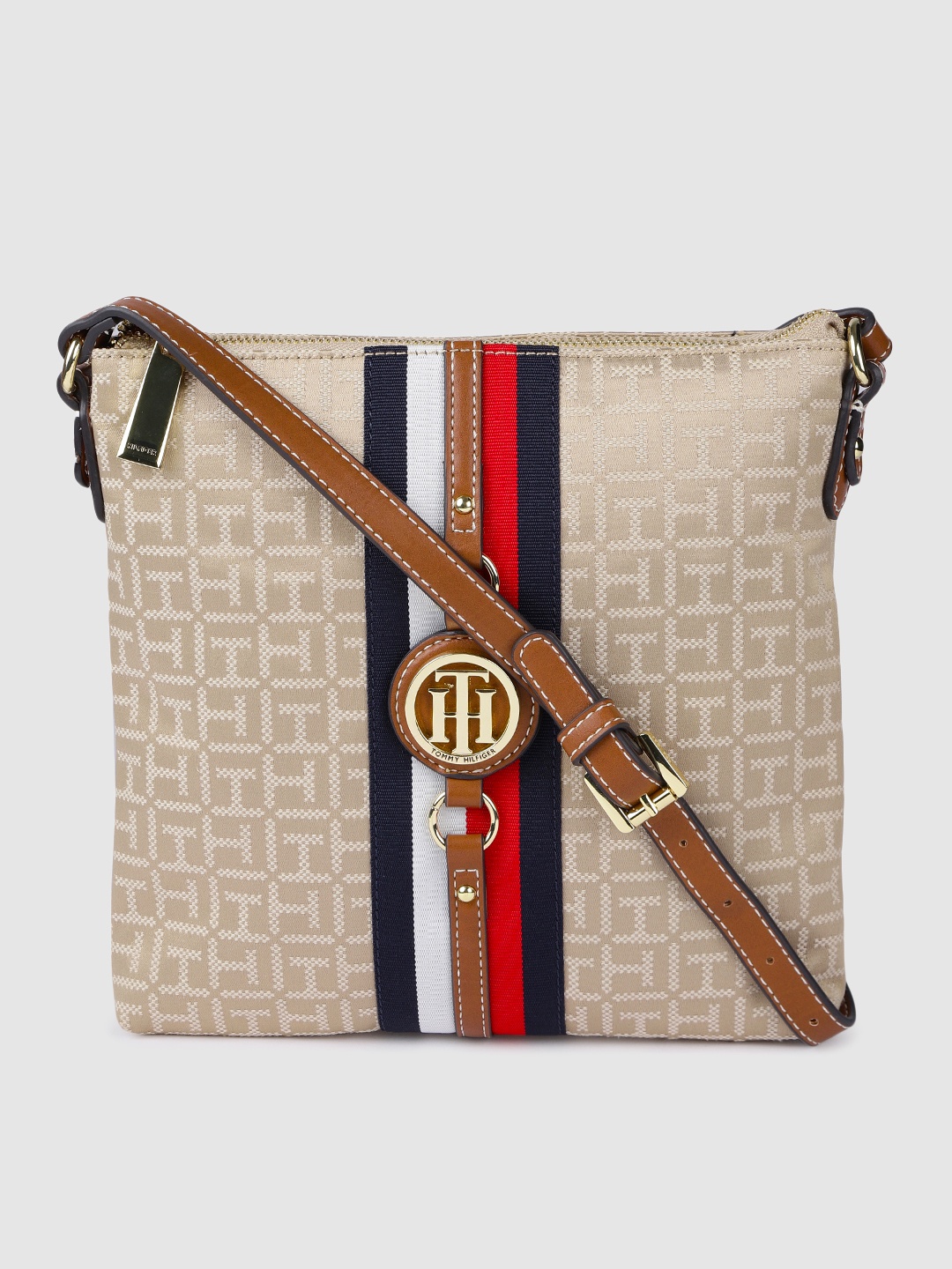 

Tommy Hilfiger Beige Printed Structured Sling Bag