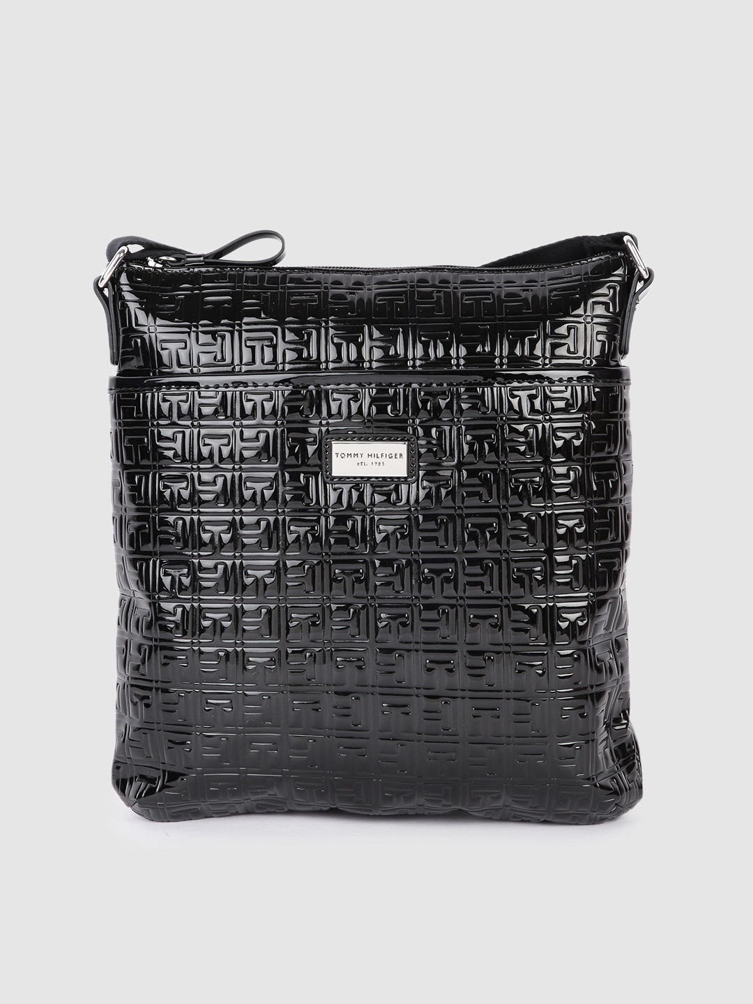 

Tommy Hilfiger Black Textured PU Structured Sling Bag