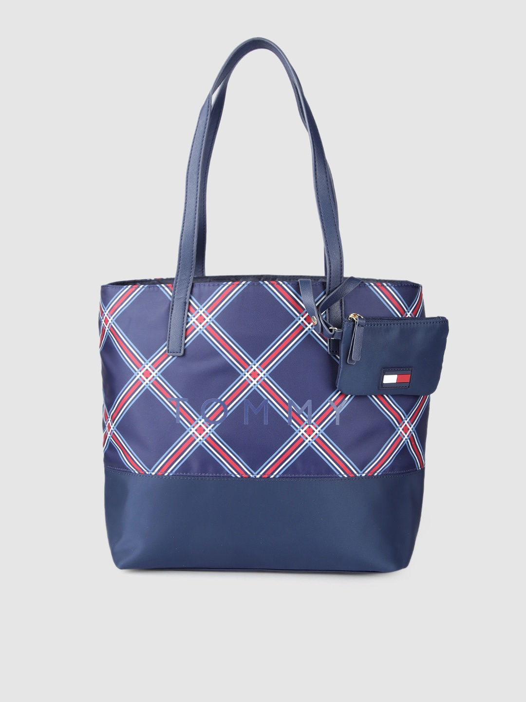 

Tommy Hilfiger Navy Blue MARIANA II Checked Structured Shoulder Bag